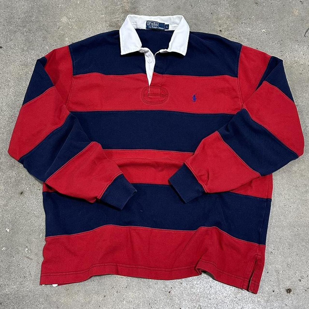 Vintage Striped Polo Ralph Lauren Rugby Shirt Size... - Depop