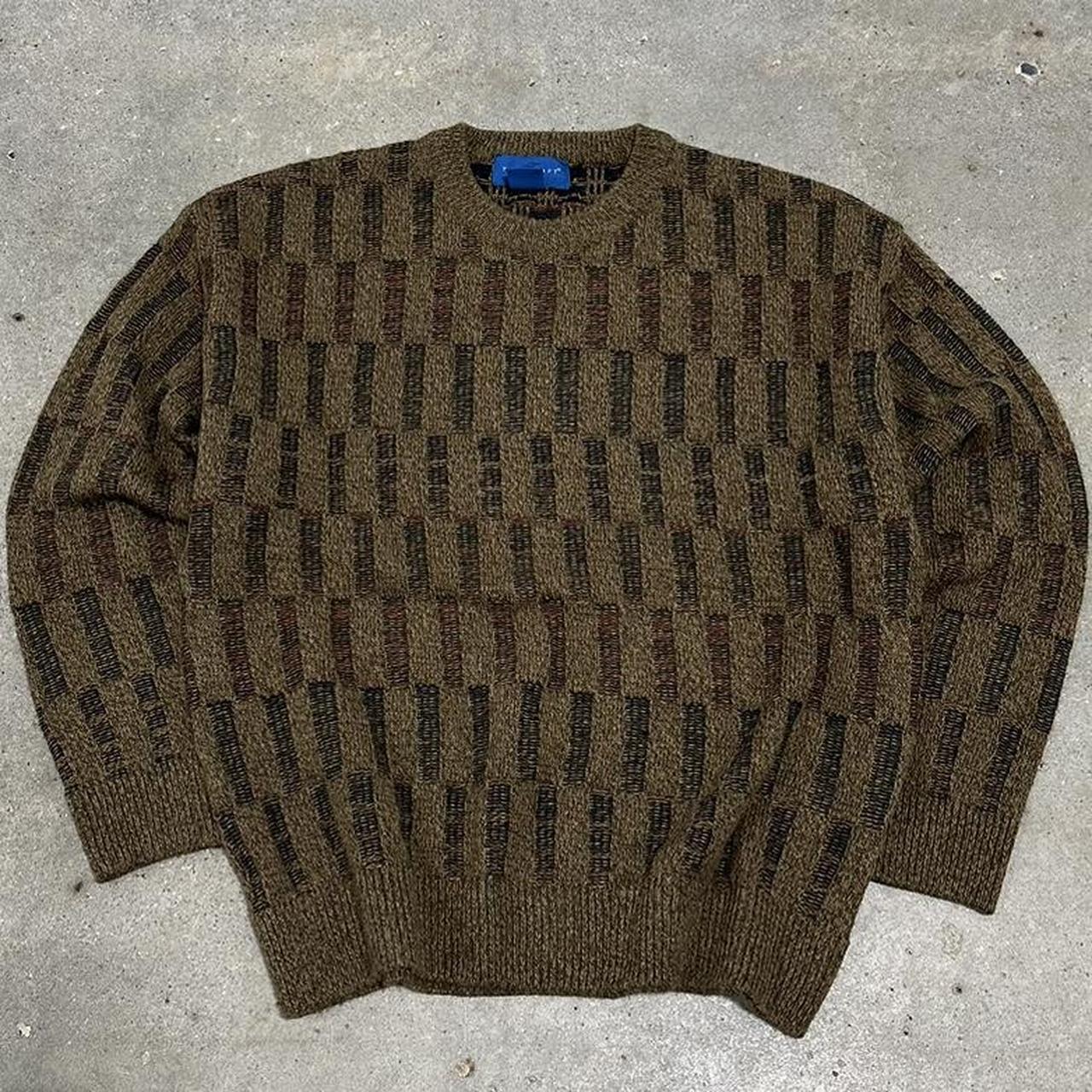 Vintage Y2K Dark Earth Tone Towncraft Sweater Size... - Depop