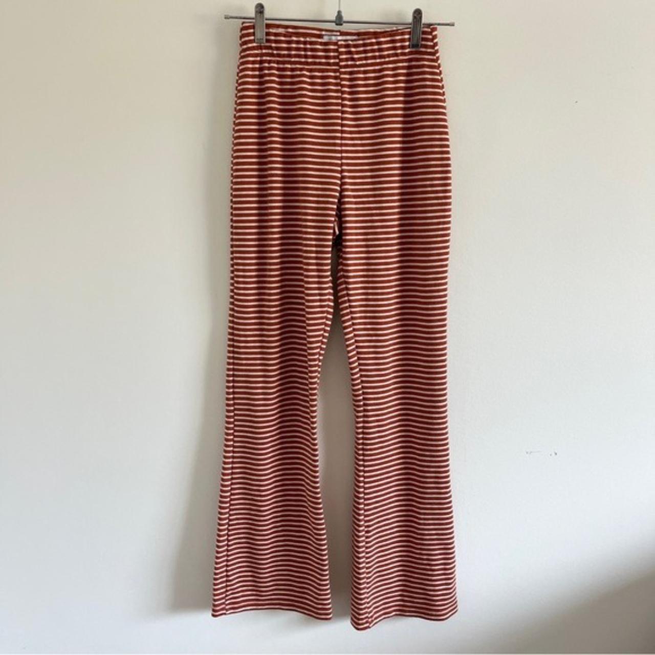 Urban Outfitters Women's White and Orange Trousers | Depop