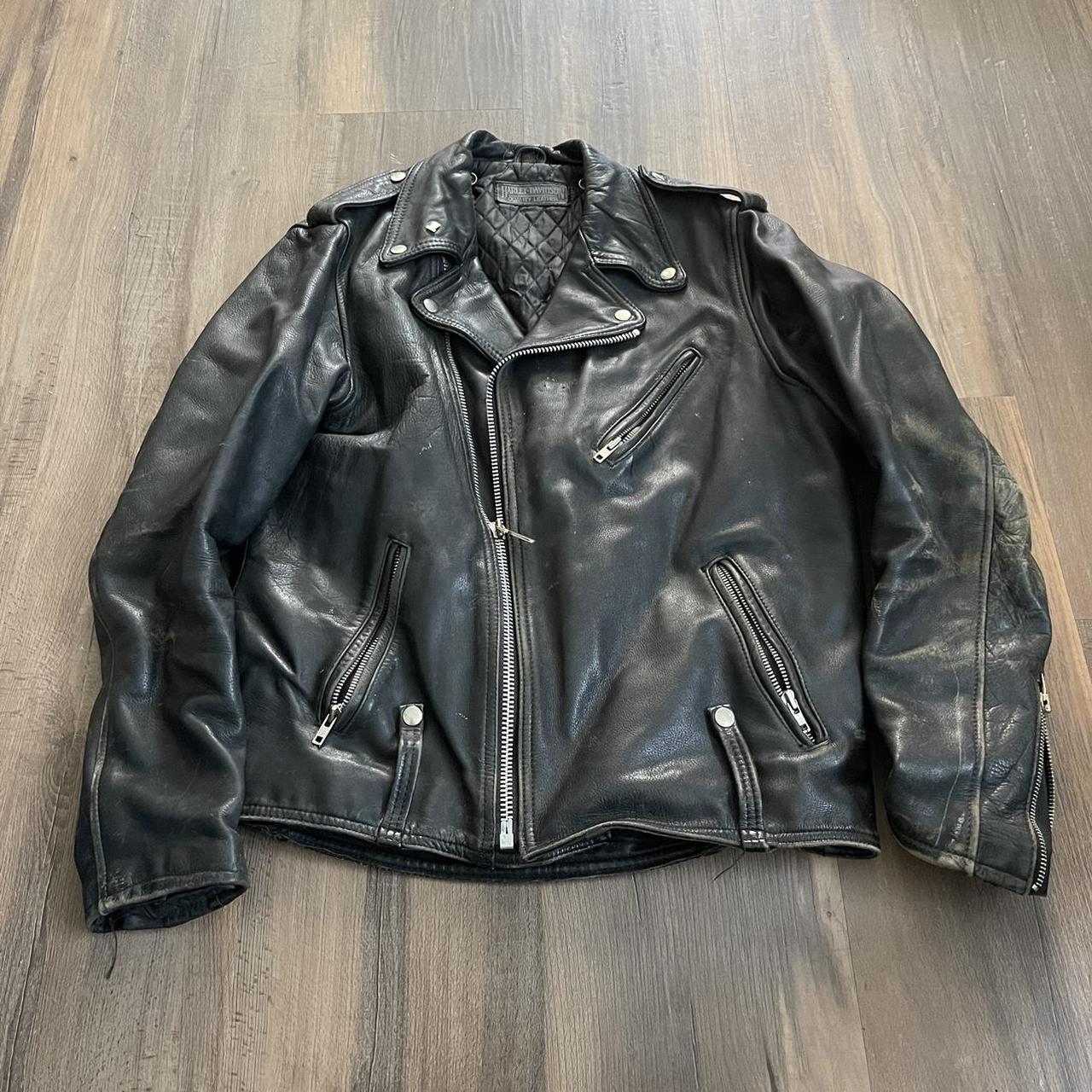 1980s quilt lined Harley Davidson leather coat... - Depop
