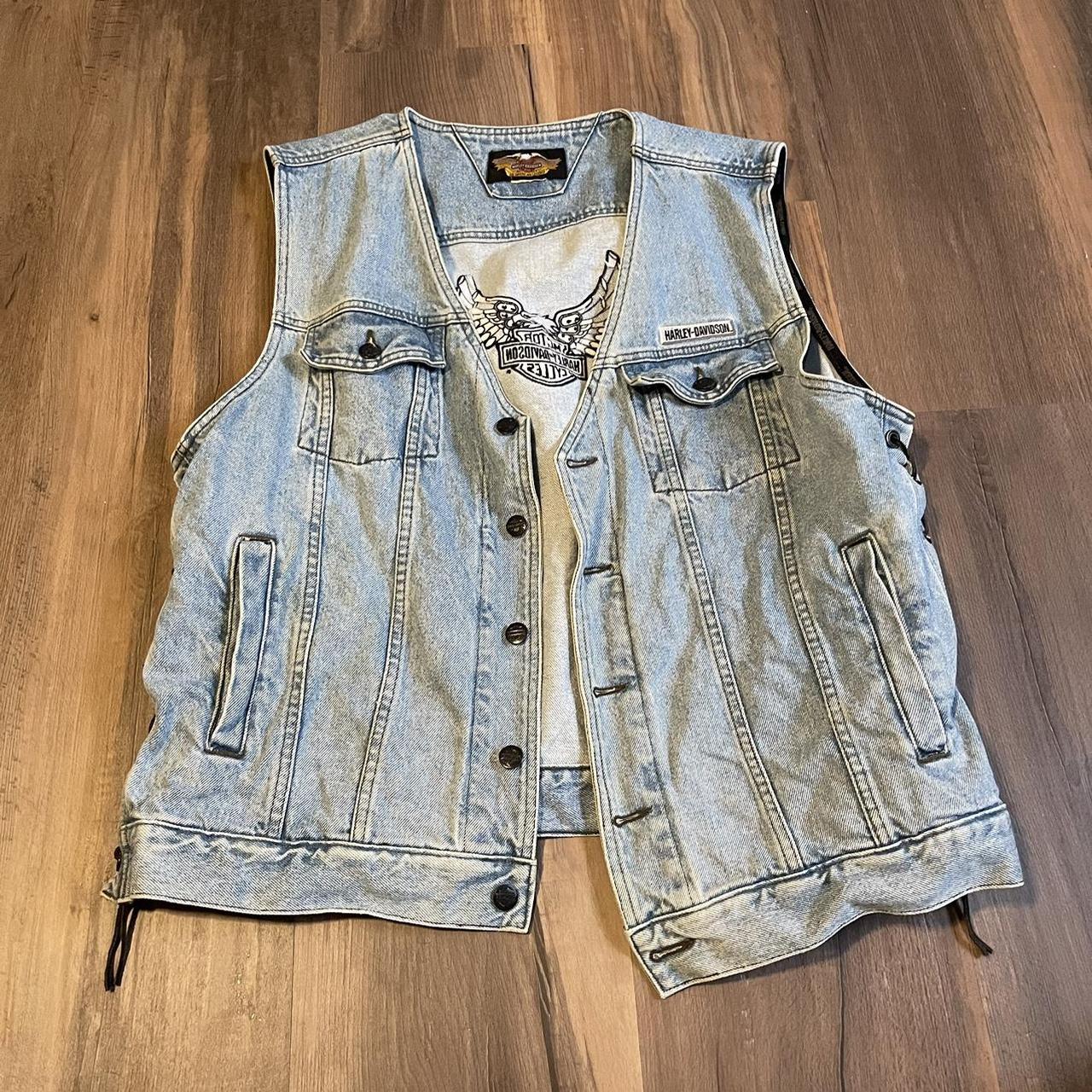 Vintage Harley Davidson denim vest Couple light Depop