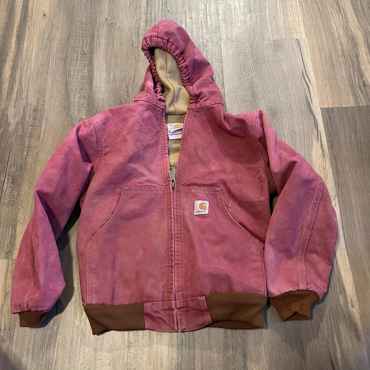 Custom pink purple youth Carhartt coat Great... - Depop
