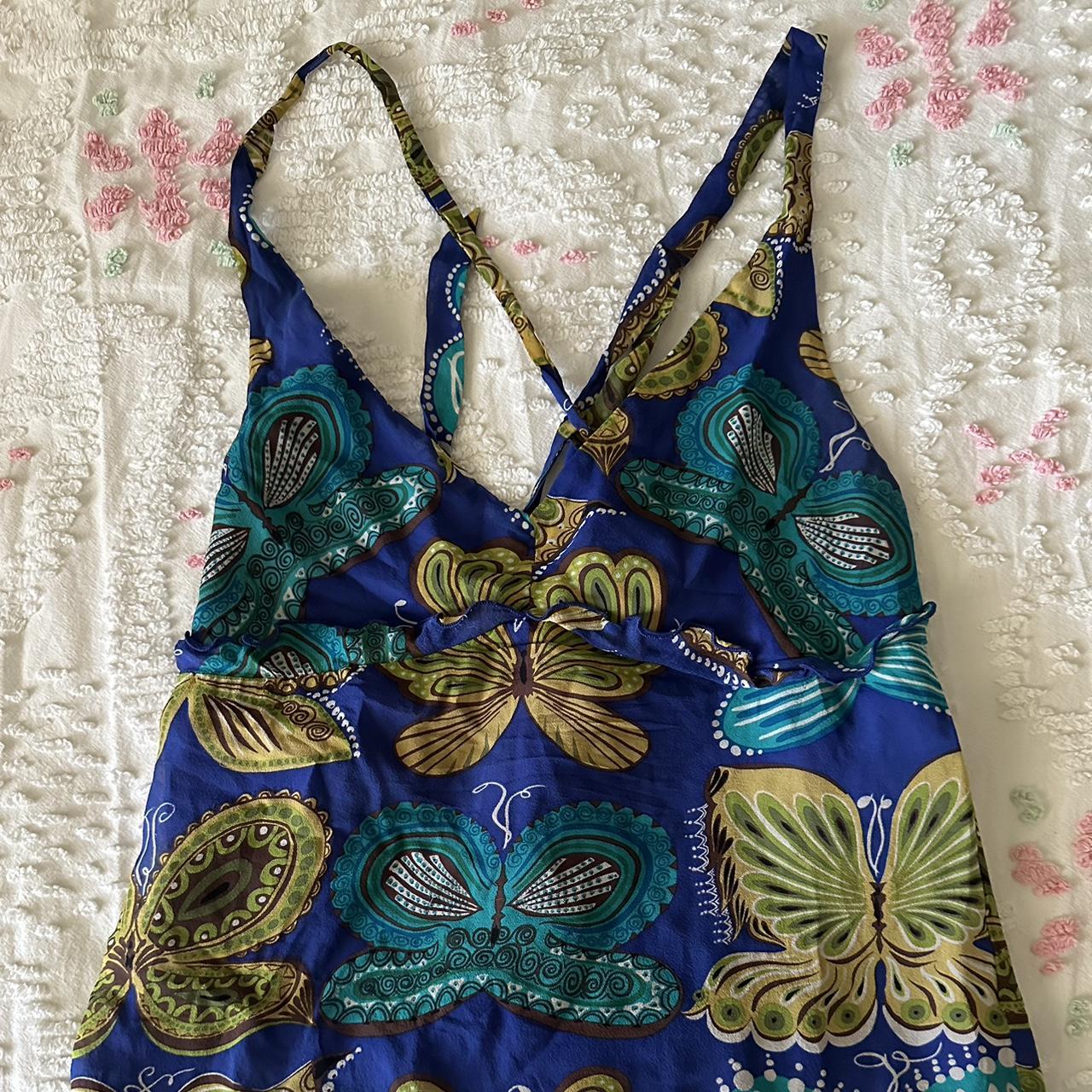 Anna sui butterfly halter top with low back 100%... - Depop