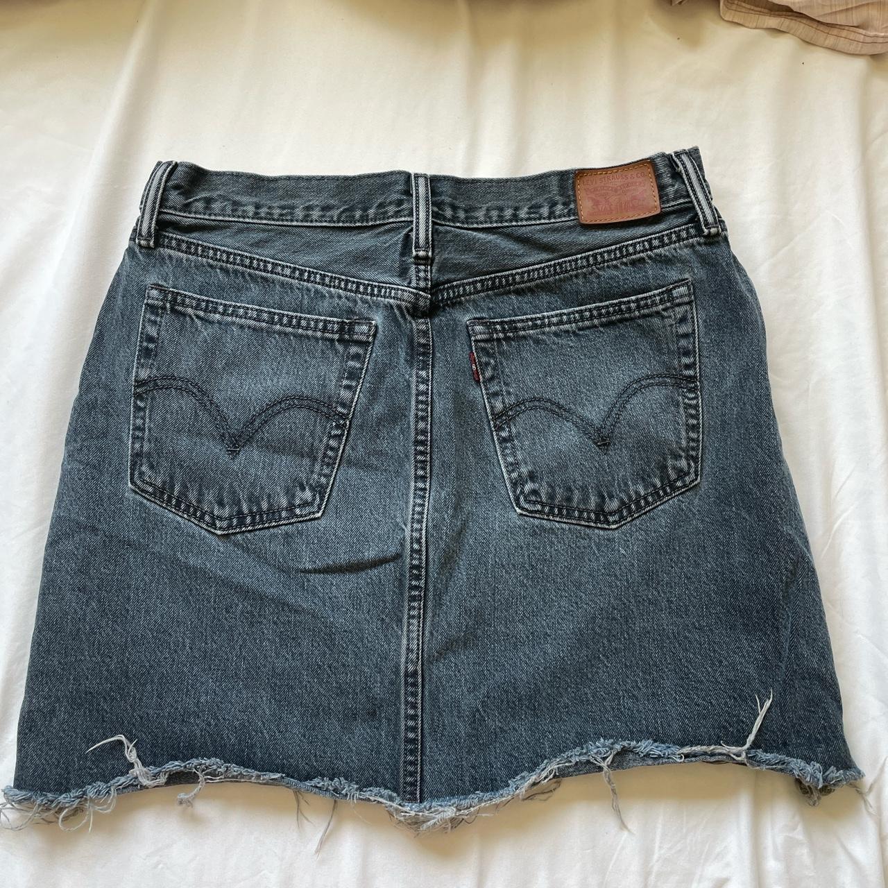 Size 30 Levi’s denim skirt washed dark grey! No... - Depop