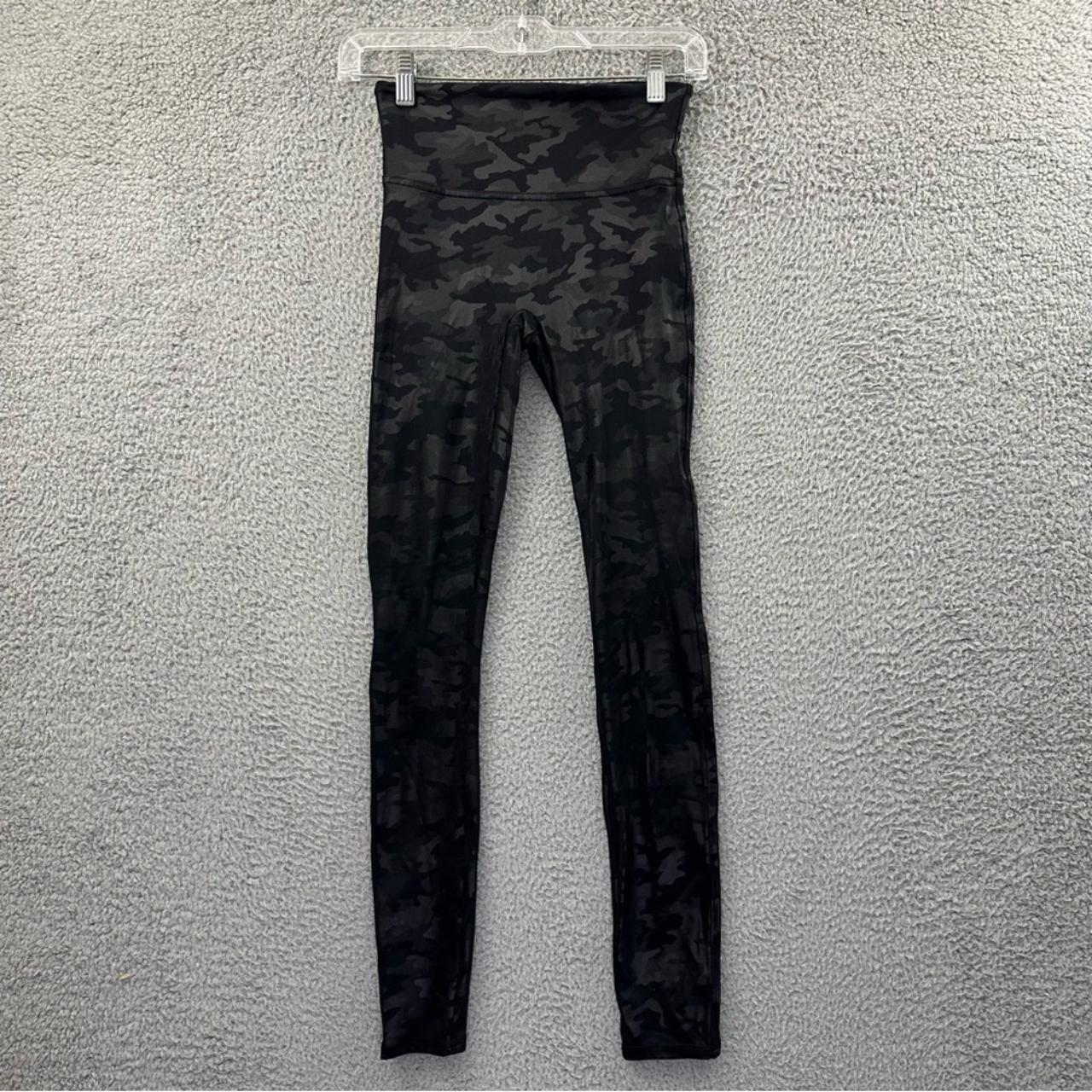 SPANX Faux Leather Camo Leggings Matte Black. Depop