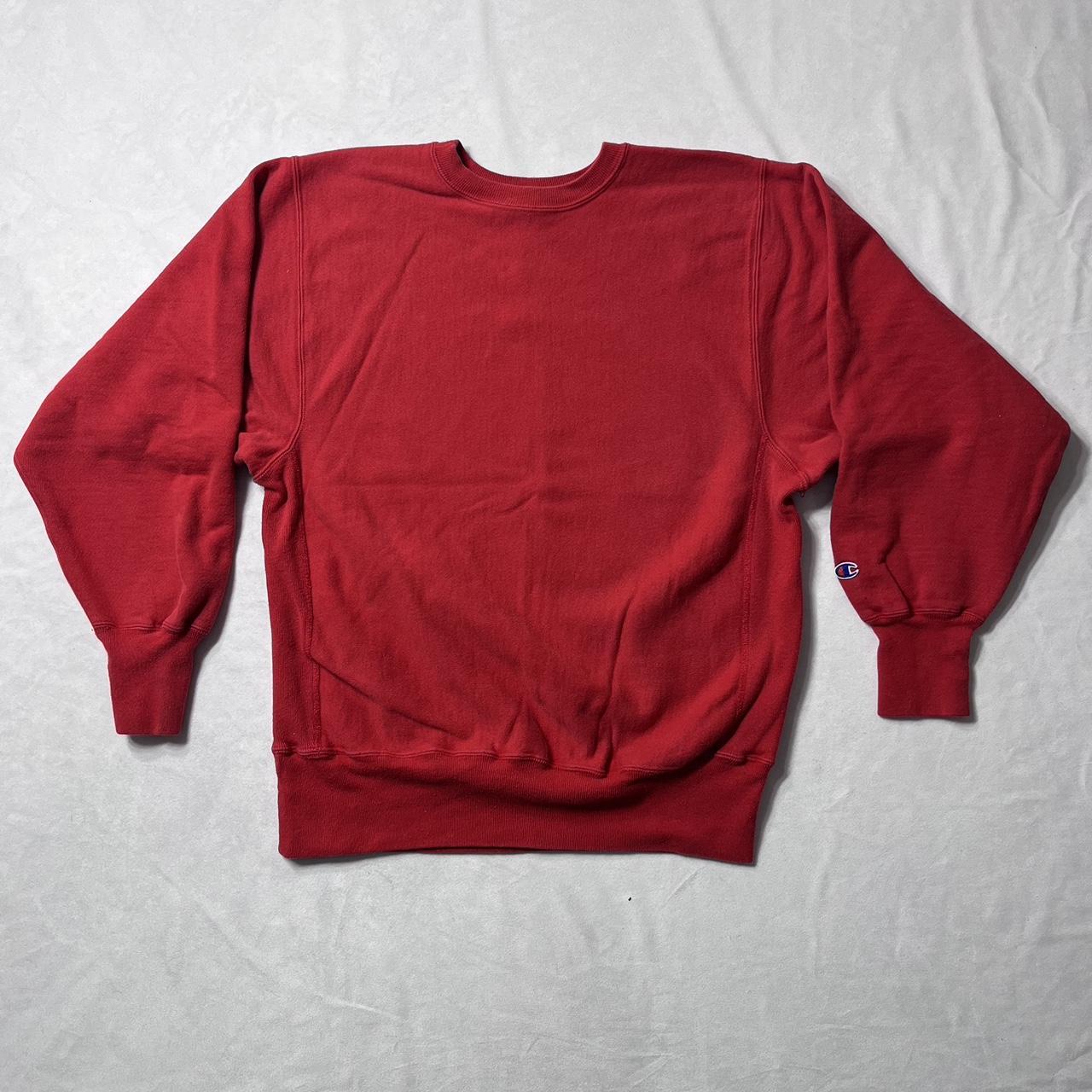 Vintage red champion on sale sweatshirt