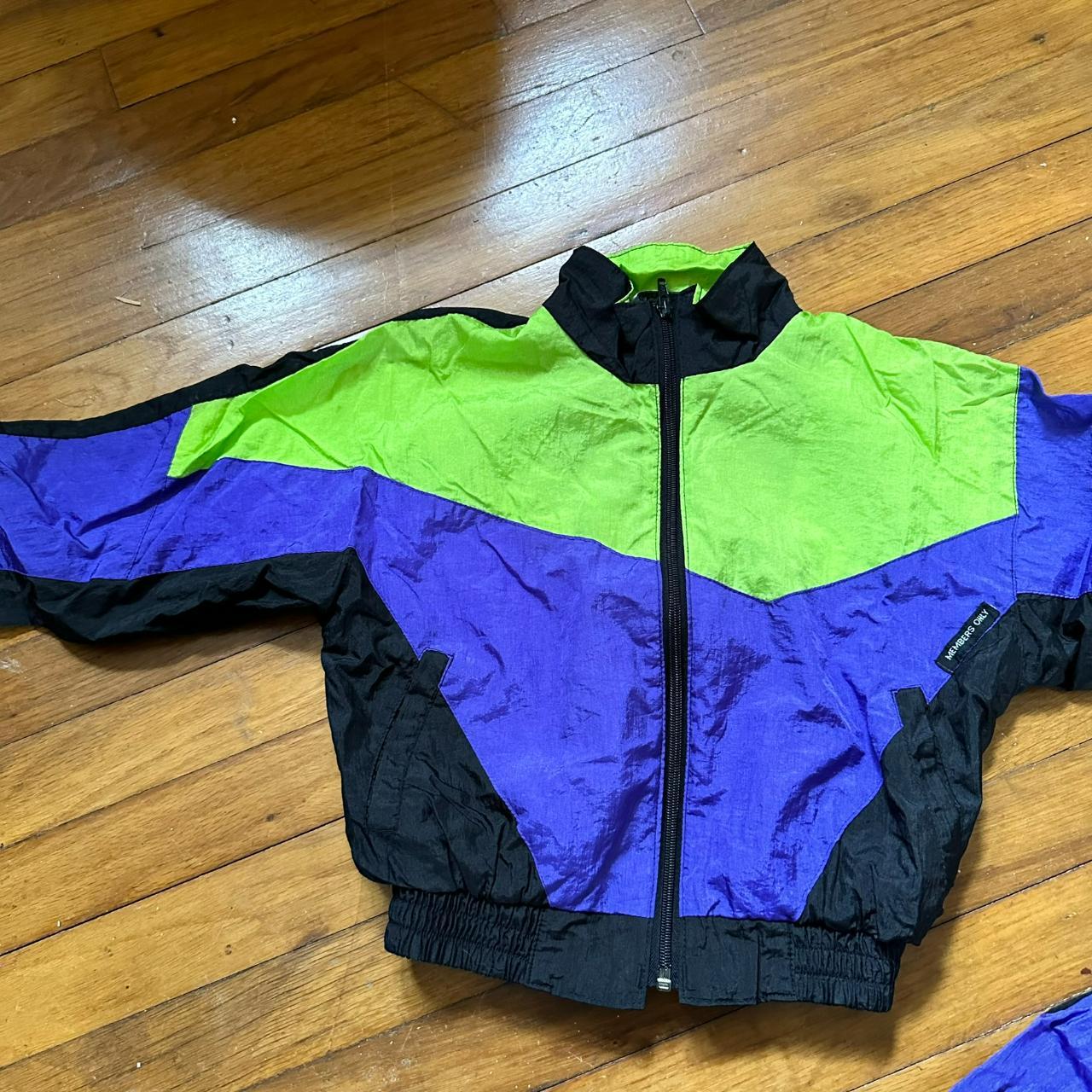 VTG Members Only Full Zip Nylon 80s 90s Neon Windbreaker Jacket