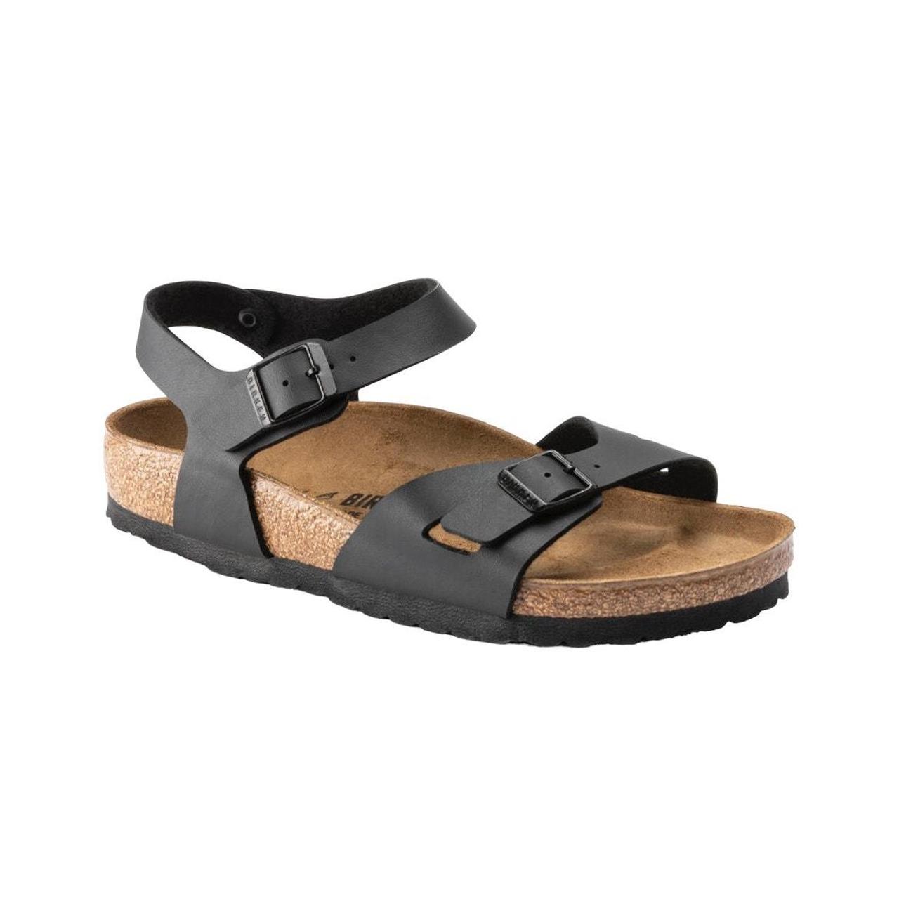 Birkenstock Rio Birko Flor Black Sandals Size 10. Depop