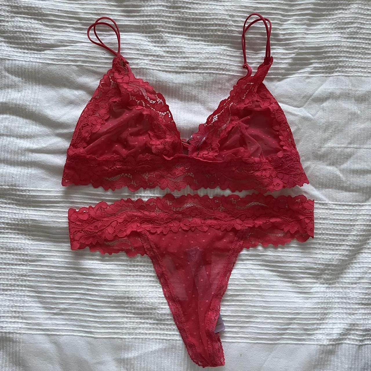 Savage x Fenty pink sheer underwear set, both size... - Depop