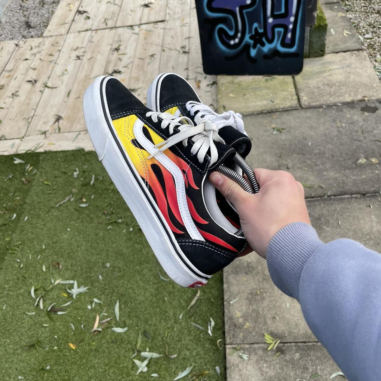 Vans Black With Flames On Feet Vans Old Skool “Flames” UK Great