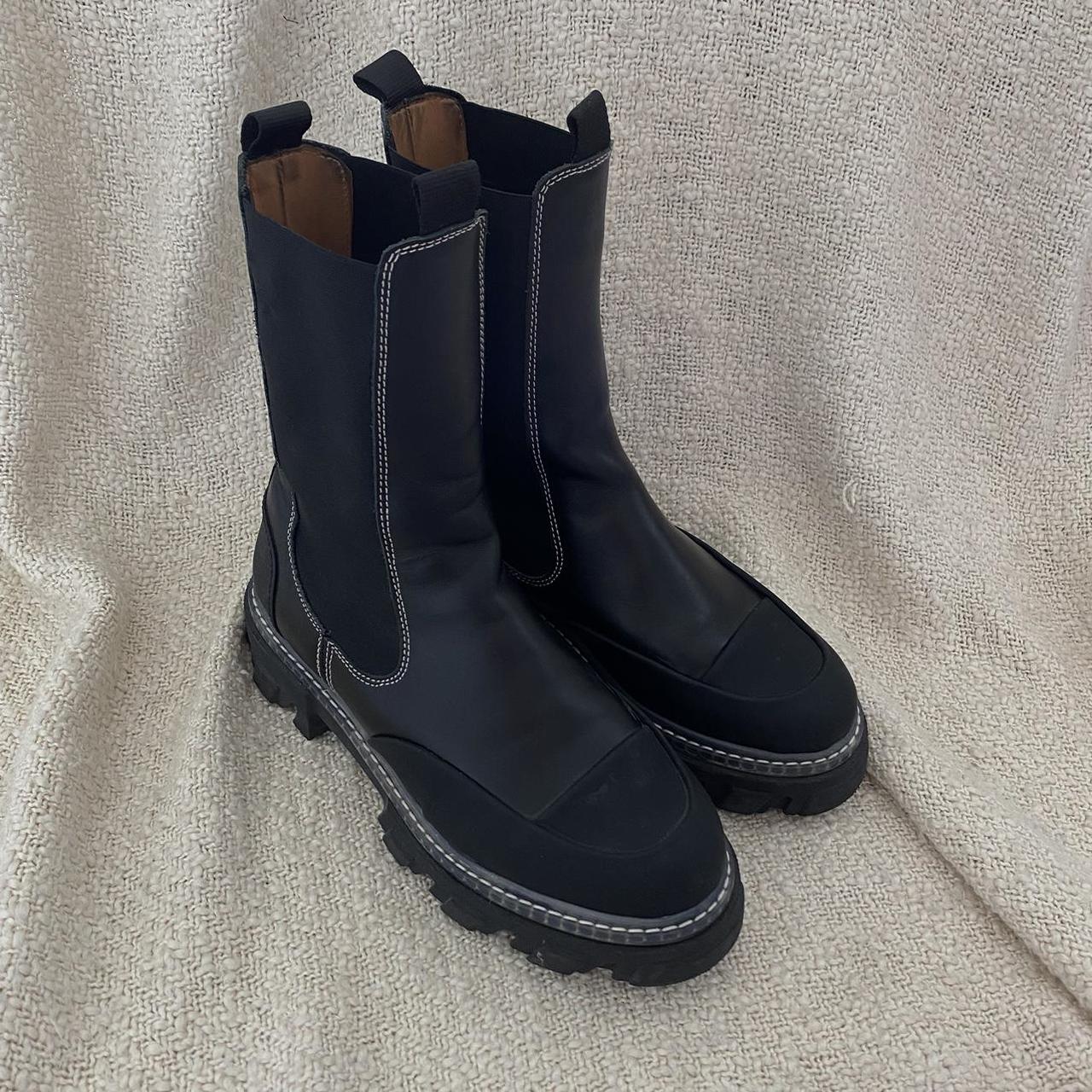 Ganni mid calf Chelsea boots black calfskin