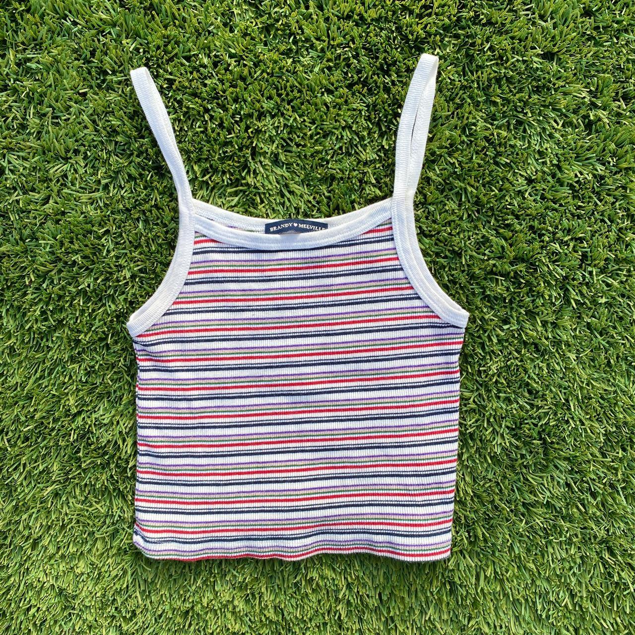 brandy striped tank -old school brandy melville... - Depop