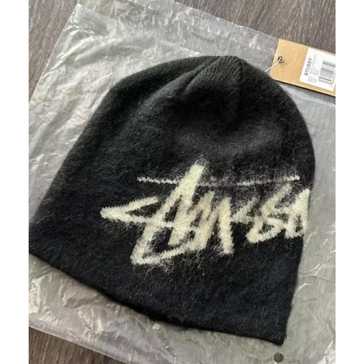 Brushed knit skullcap beanie with Stüssy stock... - Depop