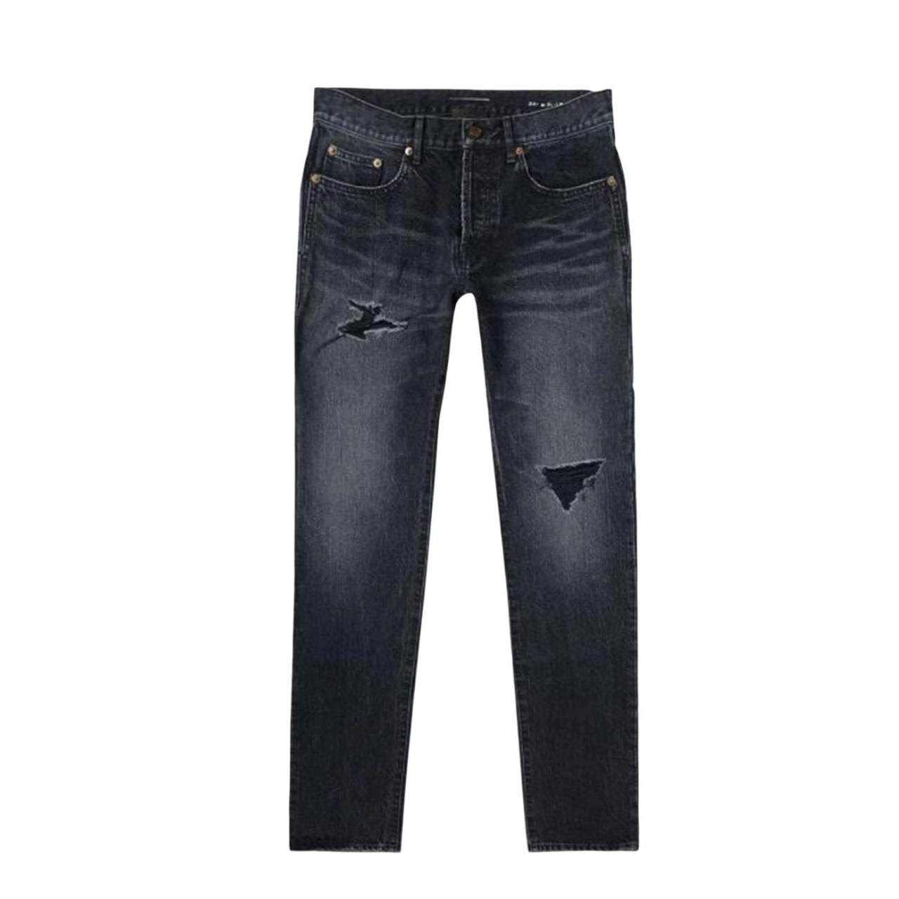 Saint laurent 2024 black distressed jeans