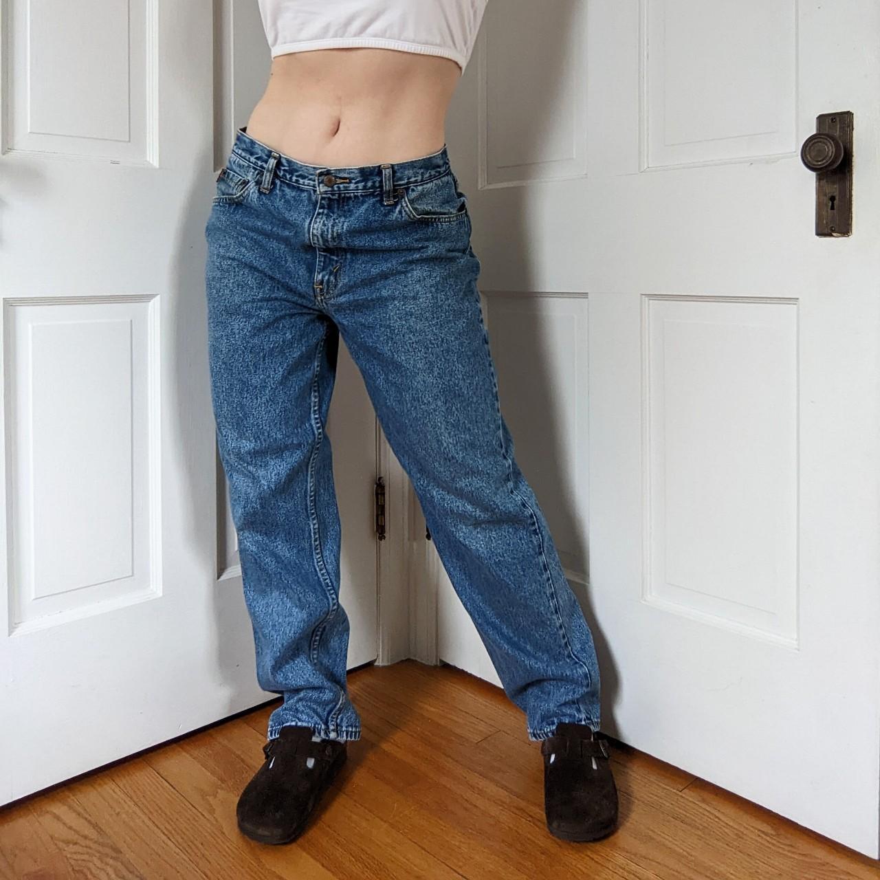 vintage 1980s/90s medium wash Bugle Boy jeans.... Depop