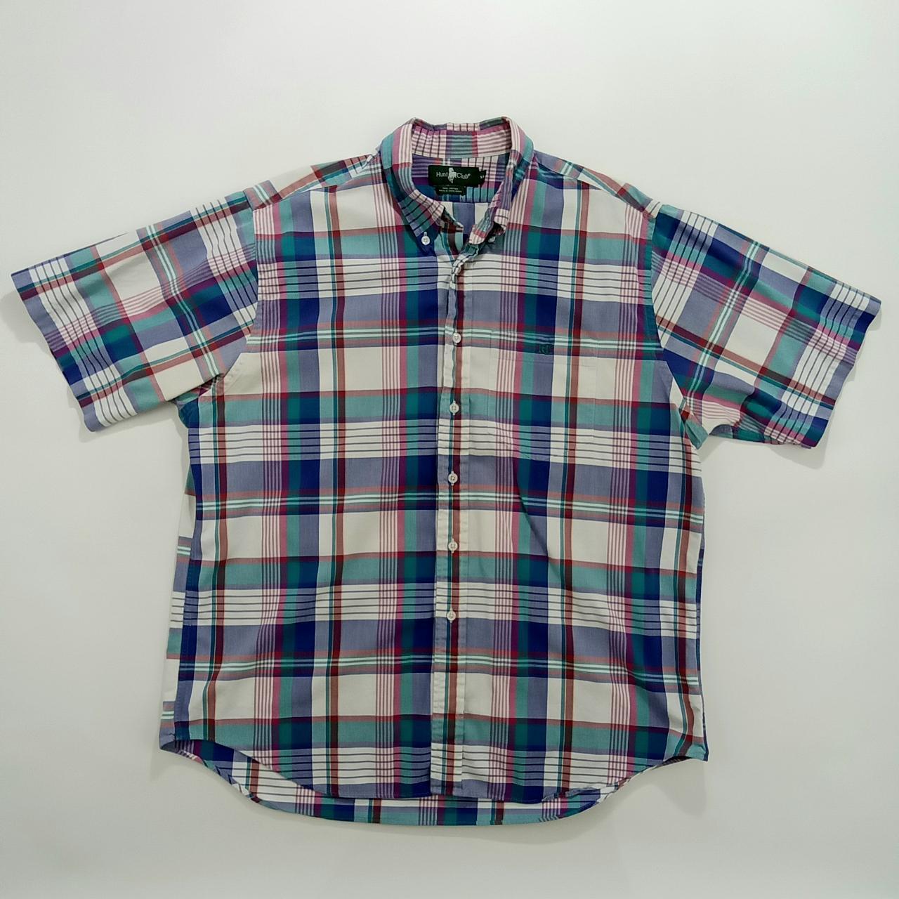 Vintage 90's Hunt Club Men's Plaid Button Up Shirt... Depop
