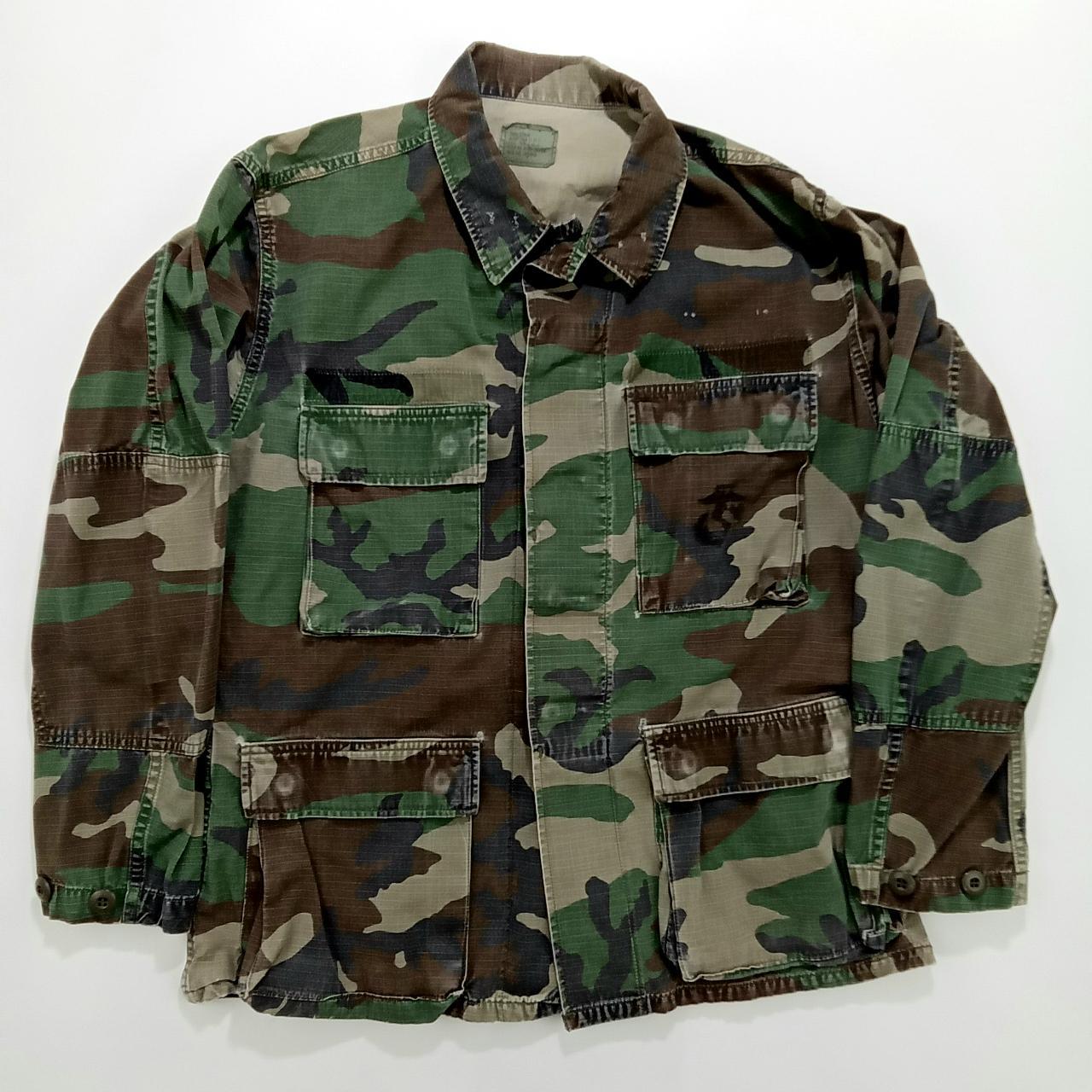 Vintage 90s USMC Military Camouflage Shirt/Jacket... - Depop