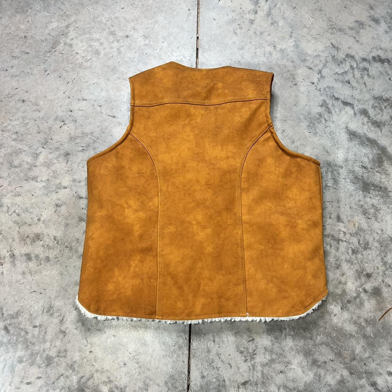 Vintage Wrangler Leather Sherpa Vest Vintage 70s... - Depop