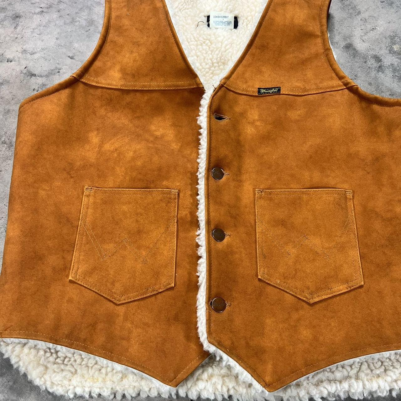 Vintage Wrangler Leather Sherpa Vest, Vintage 70s...