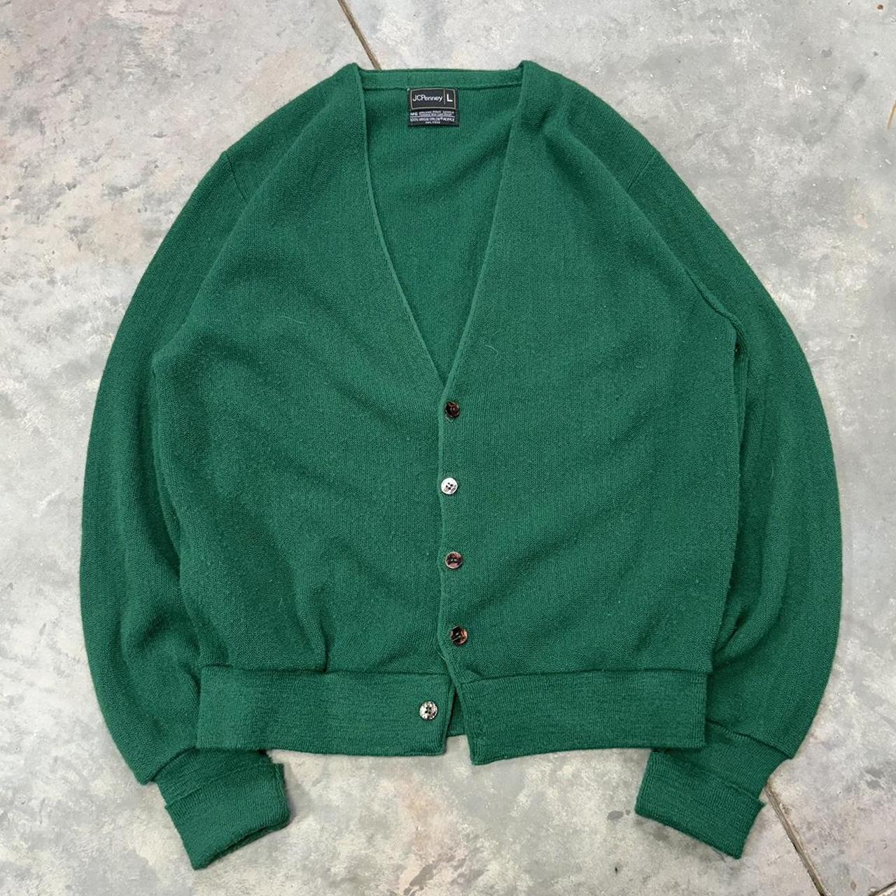 Vintage JC Penny's Green Cardigan Vintage 70s JC | Depop