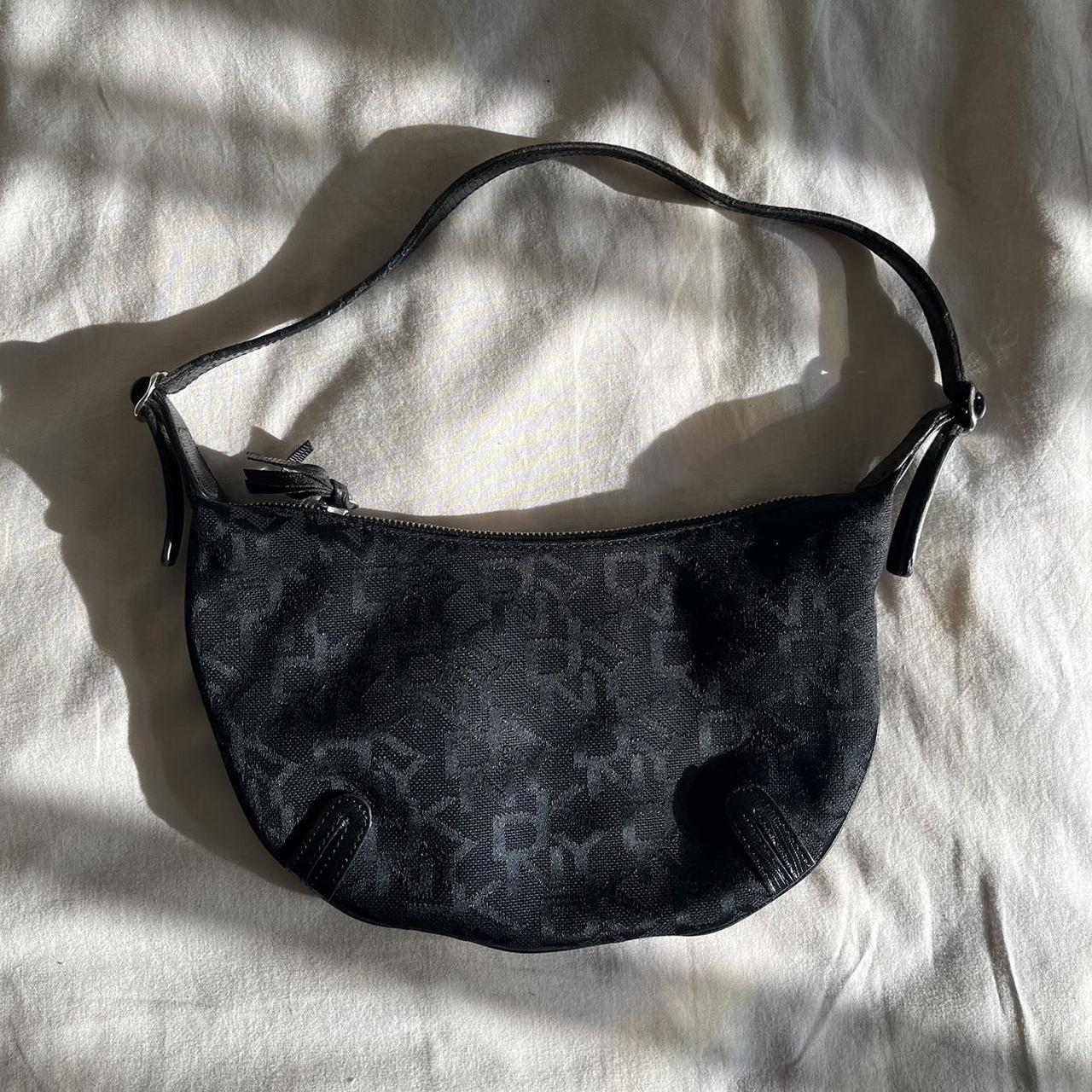 Vintage Y2K black DKNY monogram hobo shoulder | Depop