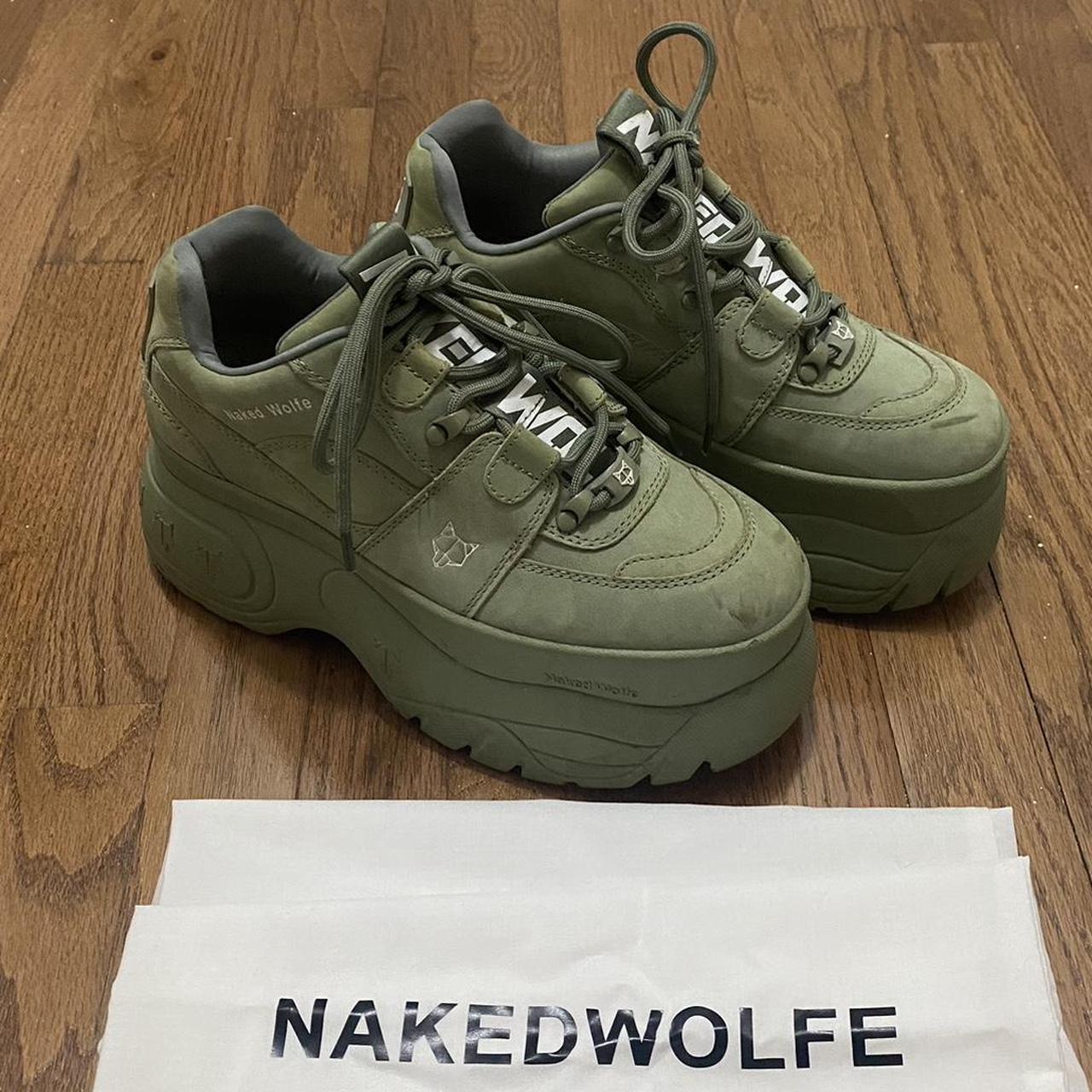 Naked Wolfe Women S Khaki And Green Trainers Depop