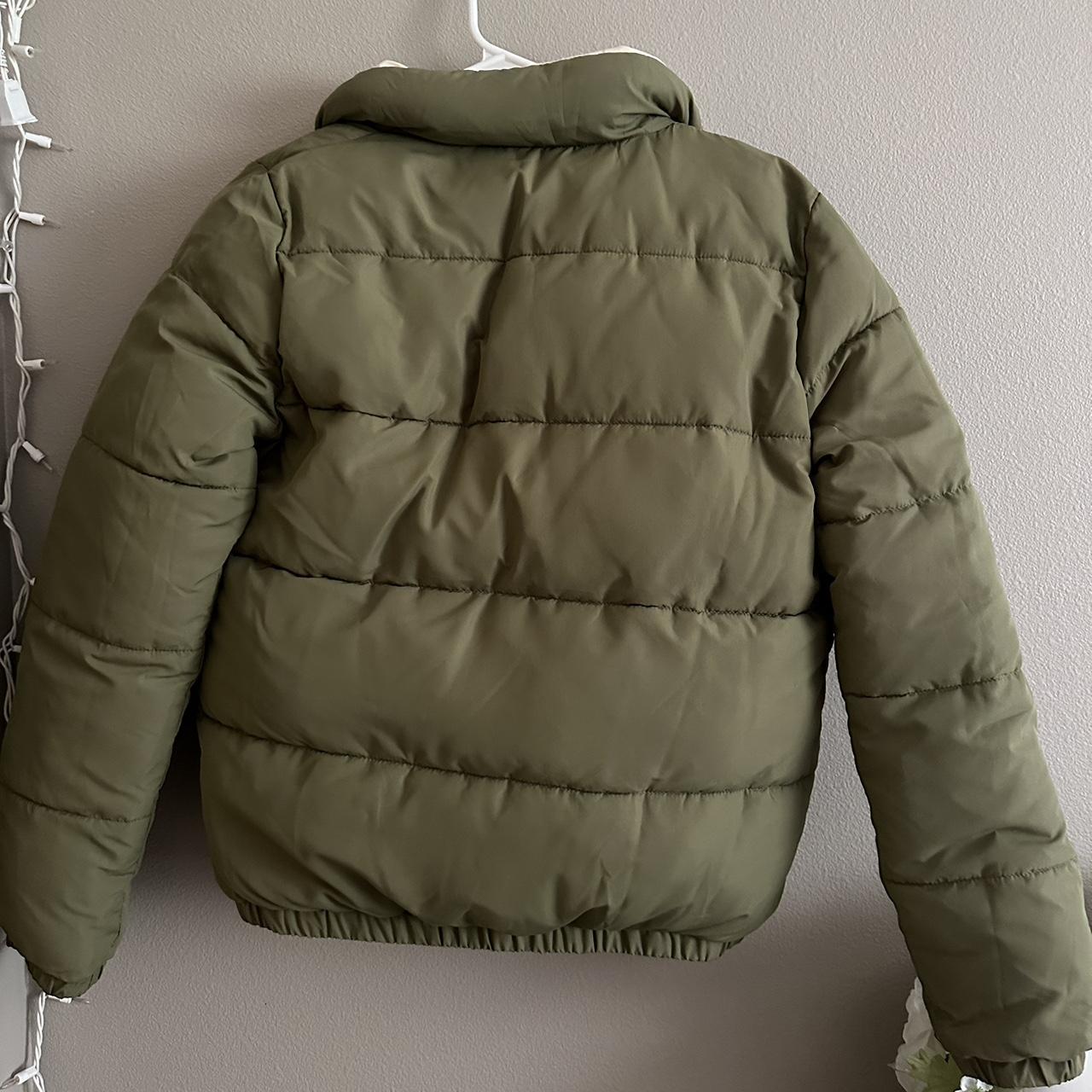 Subdued Reversible Puffer Jacket in Green/Beige!... - Depop