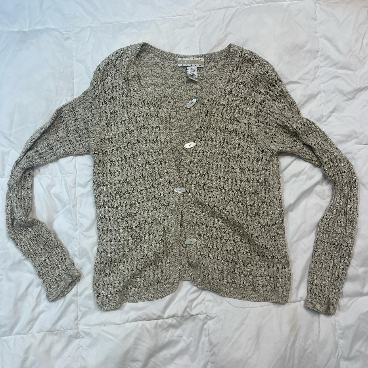 Beautiful beige knit cardigan with reflective... - Depop