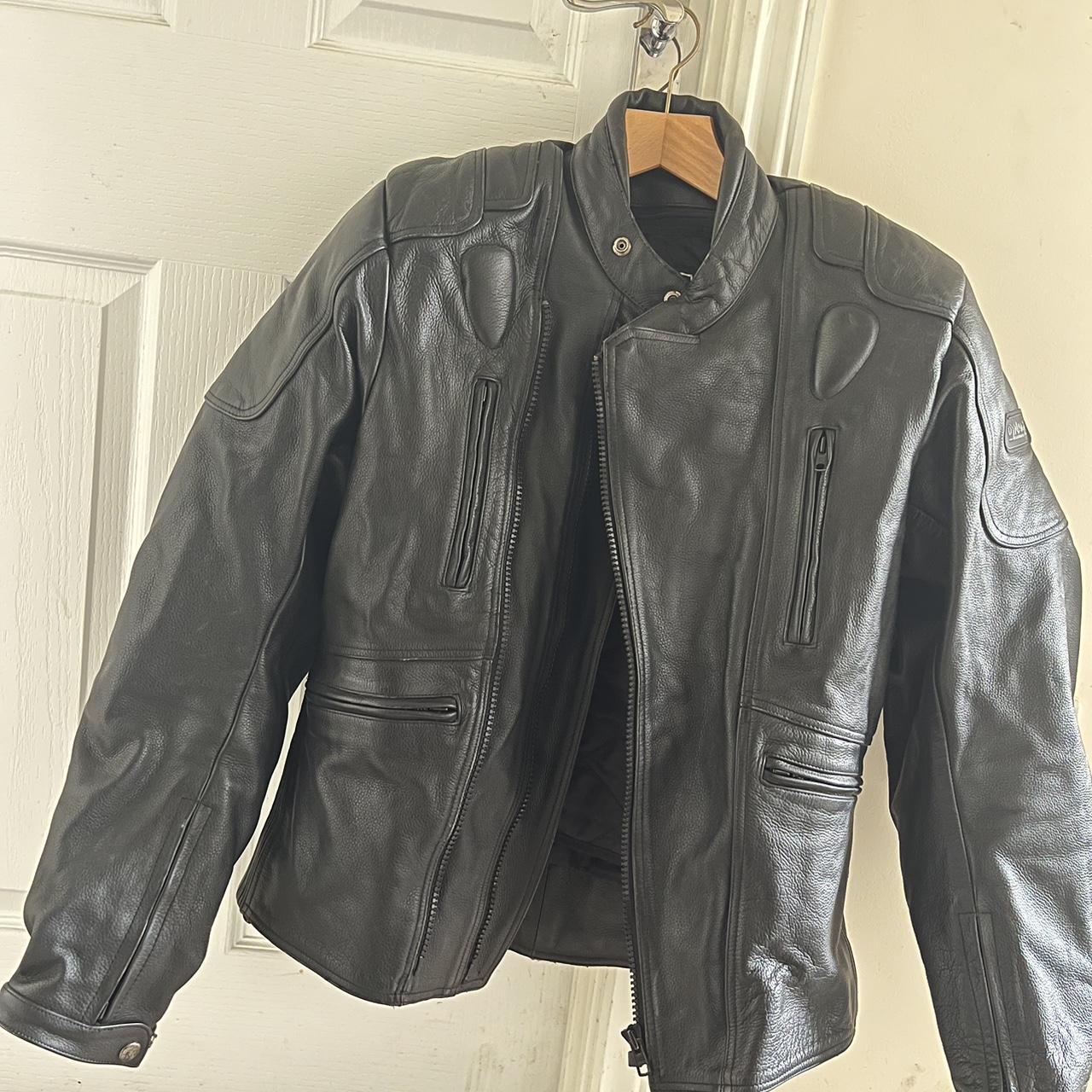 Dynamic Black Leather Motorcycle Jacket - Depop