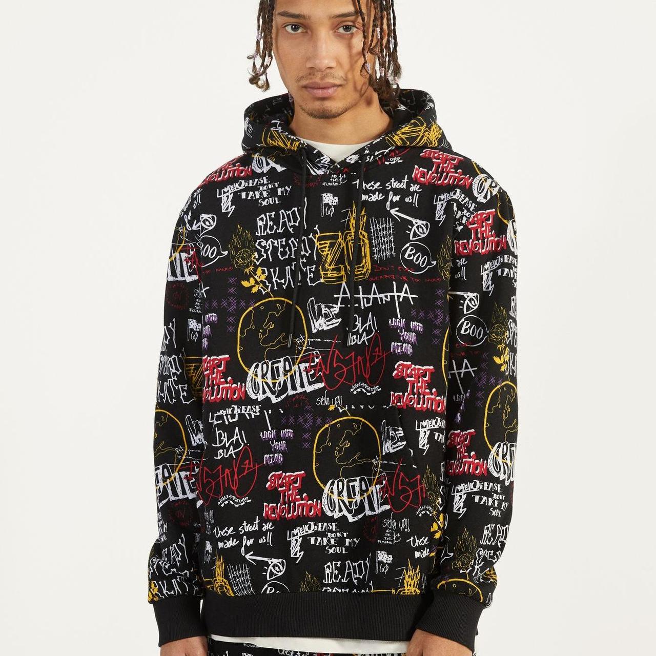 Bershka Graffiti print hoodie unisex