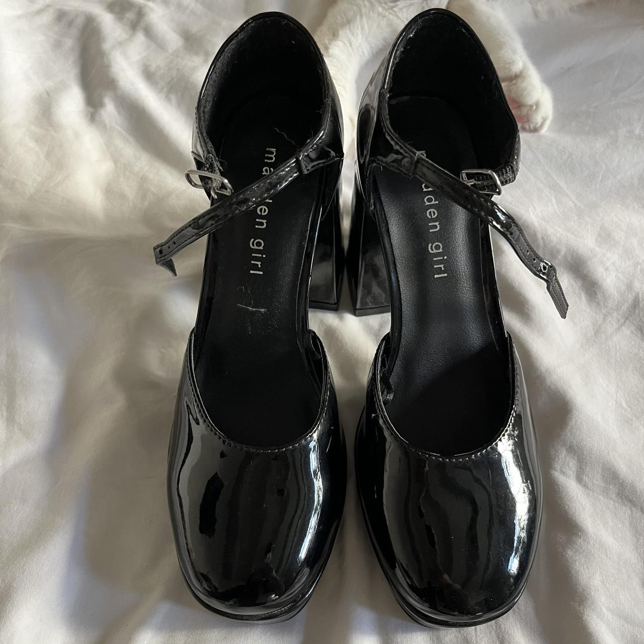 Madden Girl Mary Jane Heels Shiny Black Size... - Depop