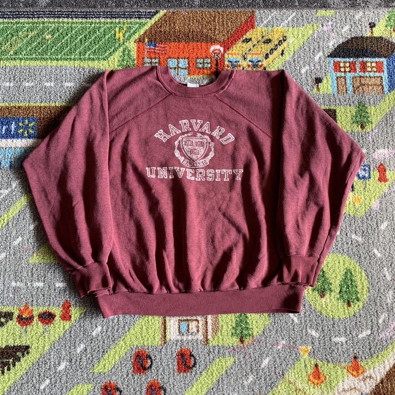 Vintage Harvard University College Champion 80s Red... - Depop