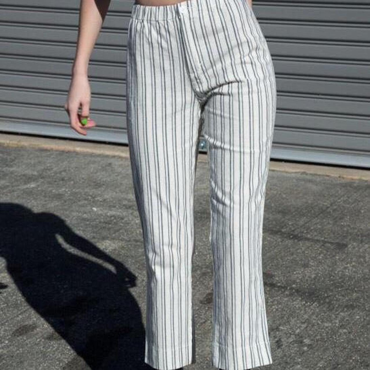 Brandy Melville Tilden Pants White Striped, Women's Fashion
