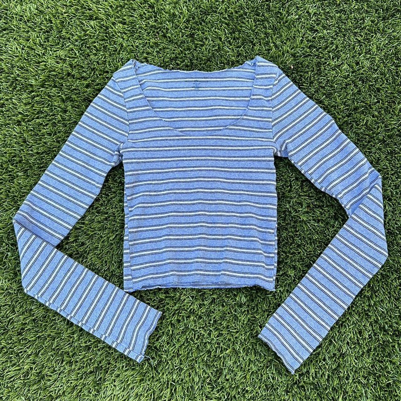 Brandy melville blue and white striped long... Depop