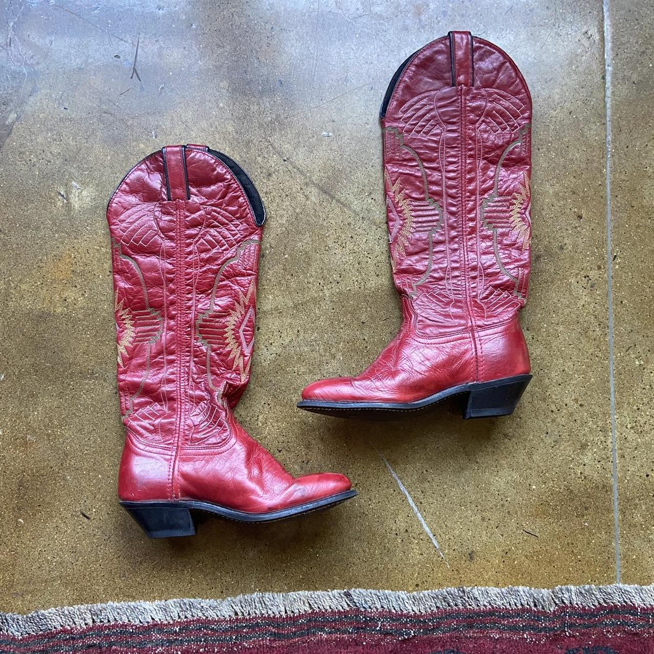 90’s Durango Red Cowboy Boots ♥️ cherry red is big... Depop