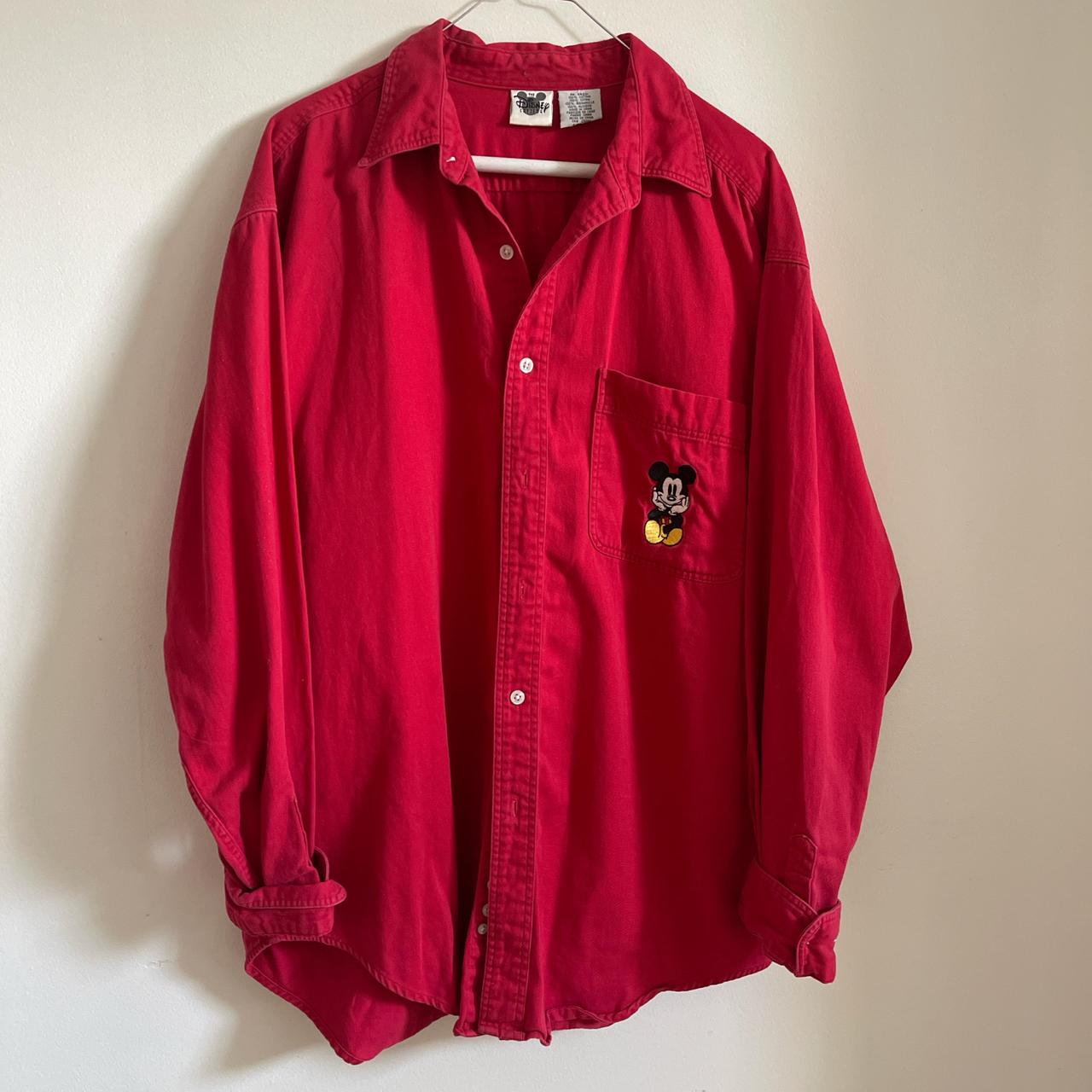 Disney Mickey Mouse red button up vintage shirt. Depop