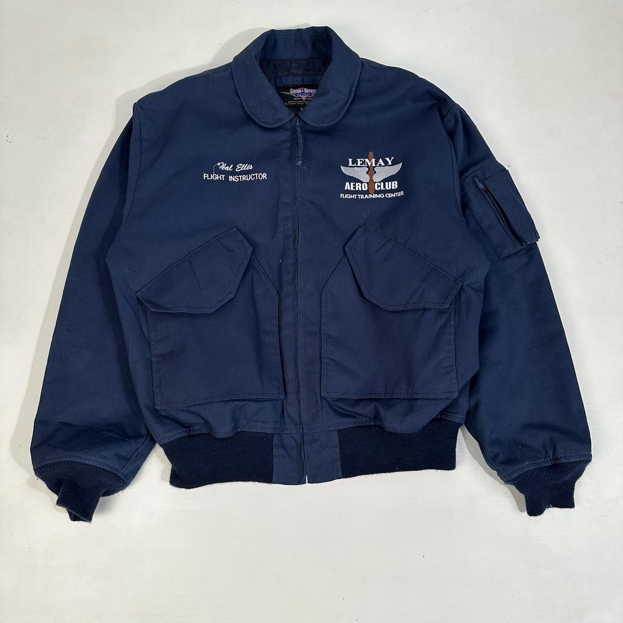 Vintage Blue Flight Jacket American beauty Navy... - Depop