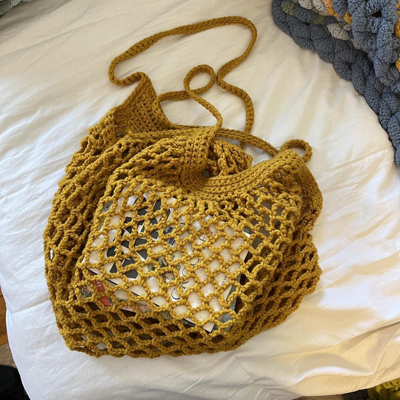 Hand crocheted market Yellow acrylic