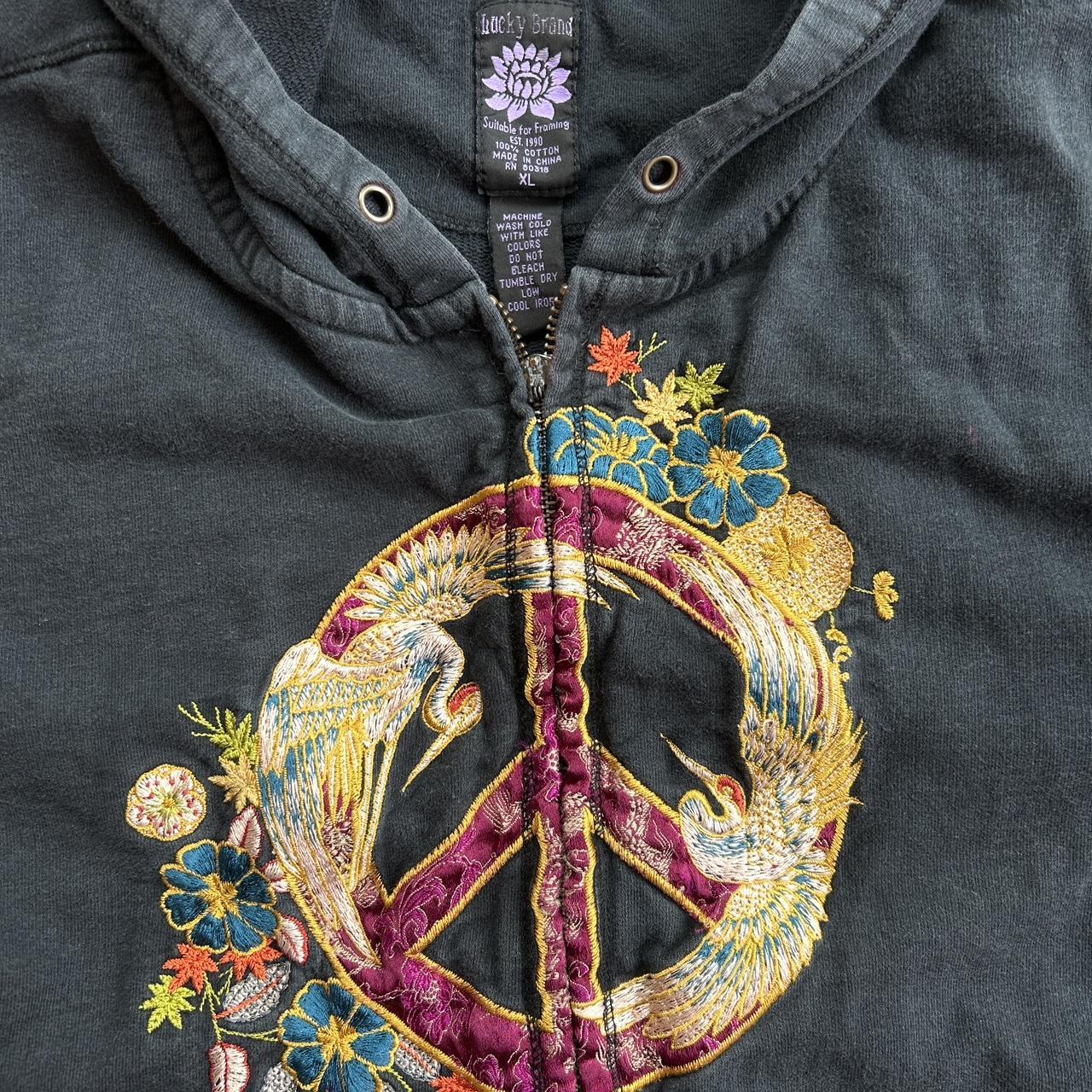 Urban Outfitters Peace Sign Zip Hoodie Size XS (fits - Depop