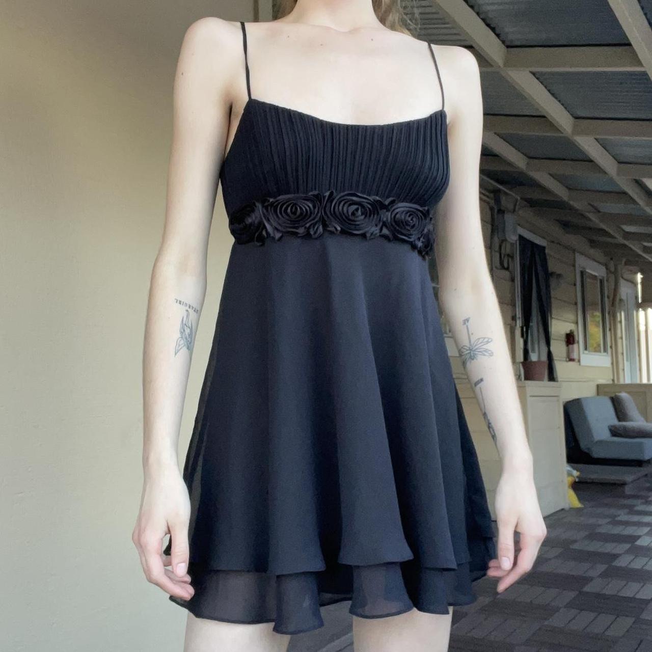 Black rose baby doll mesh dress 🦋 Brand is Flora.... Depop