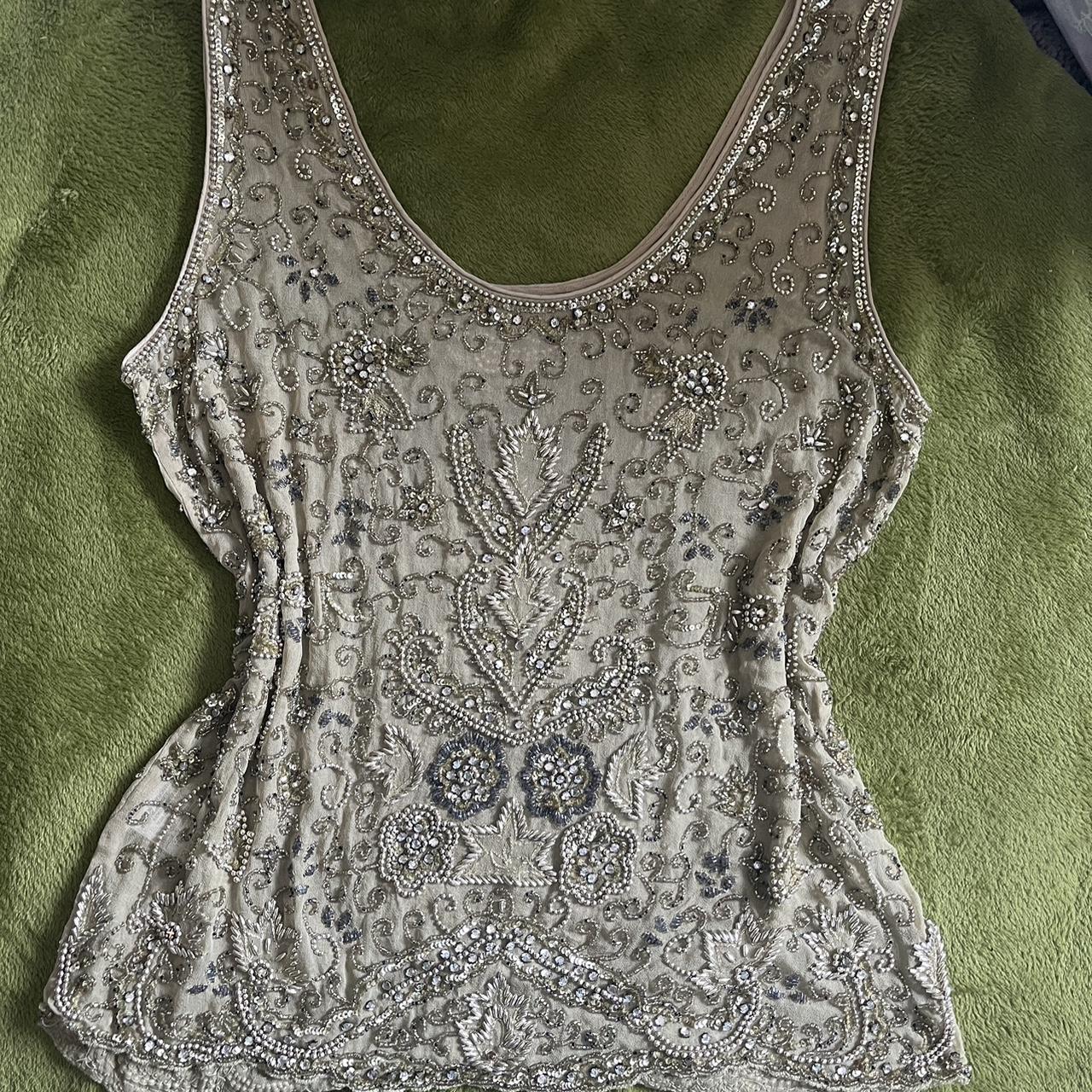 Beautiful Golem Beaded Sheer Tank Top Tanktop Depop 