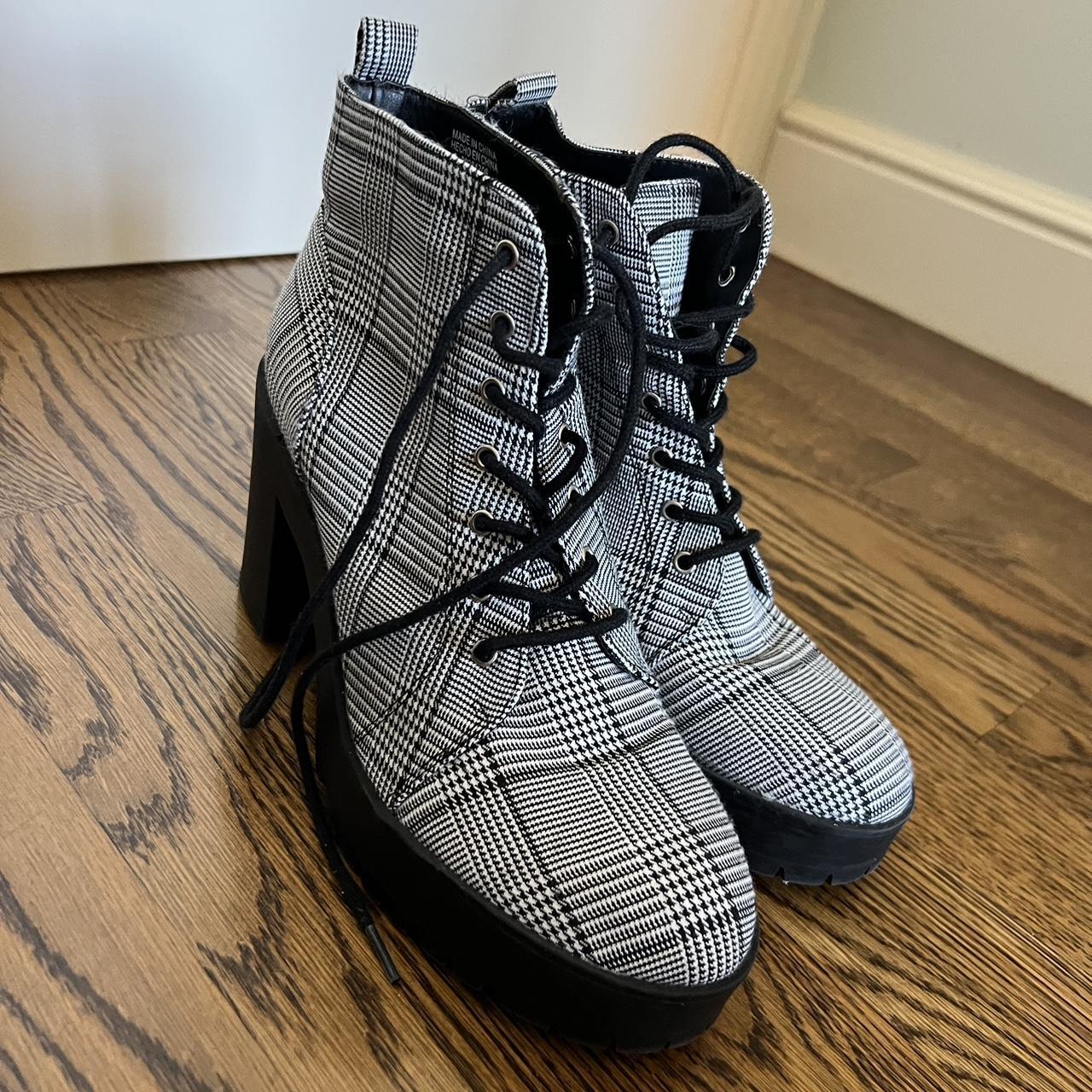 Grey store plaid boots