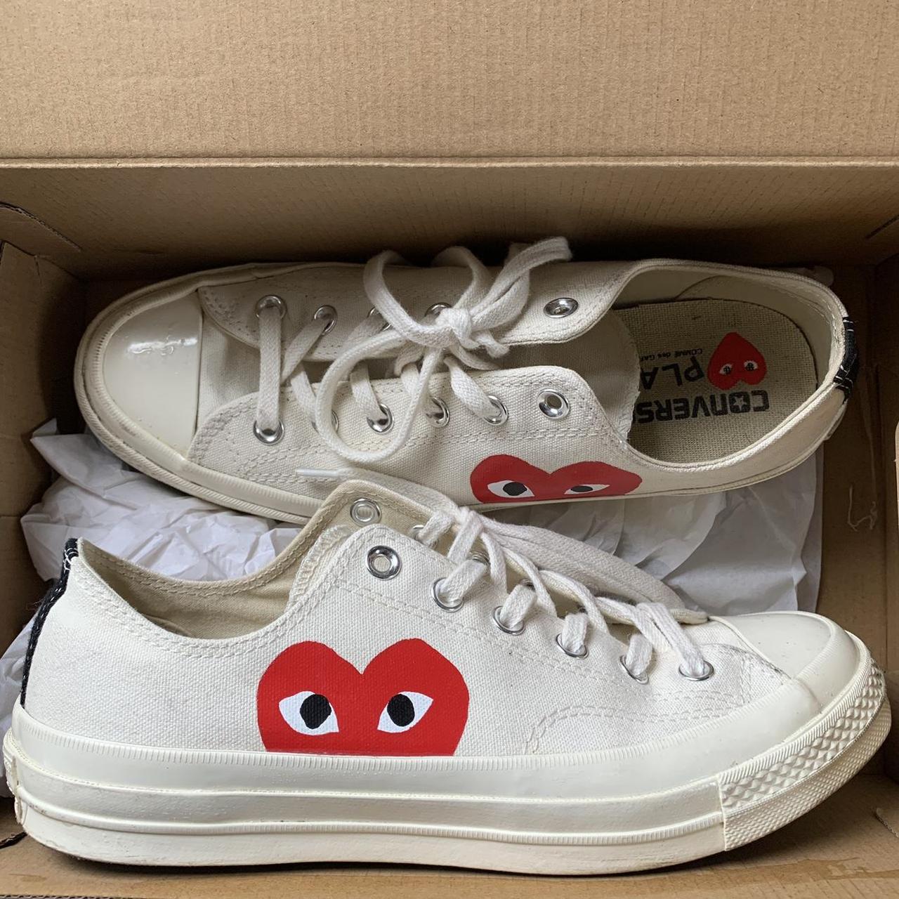 Comme des Garçons Men's Cream and White Trainers | Depop