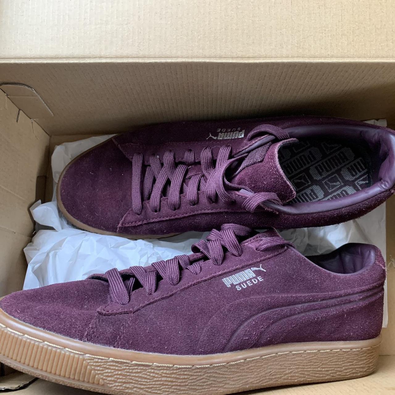 Puma Suede Burgundy Gum sole Pristine condition,... - Depop