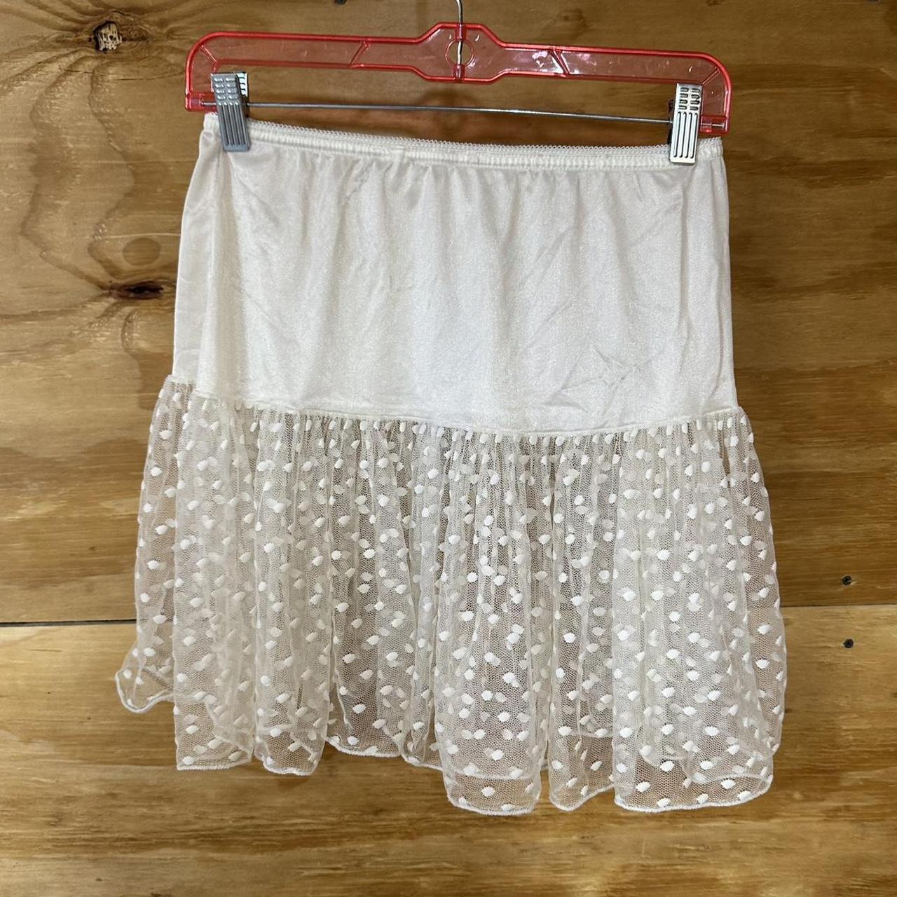 Women's Skirt - White/Cream – Vintage Lace Silk W… - image 4