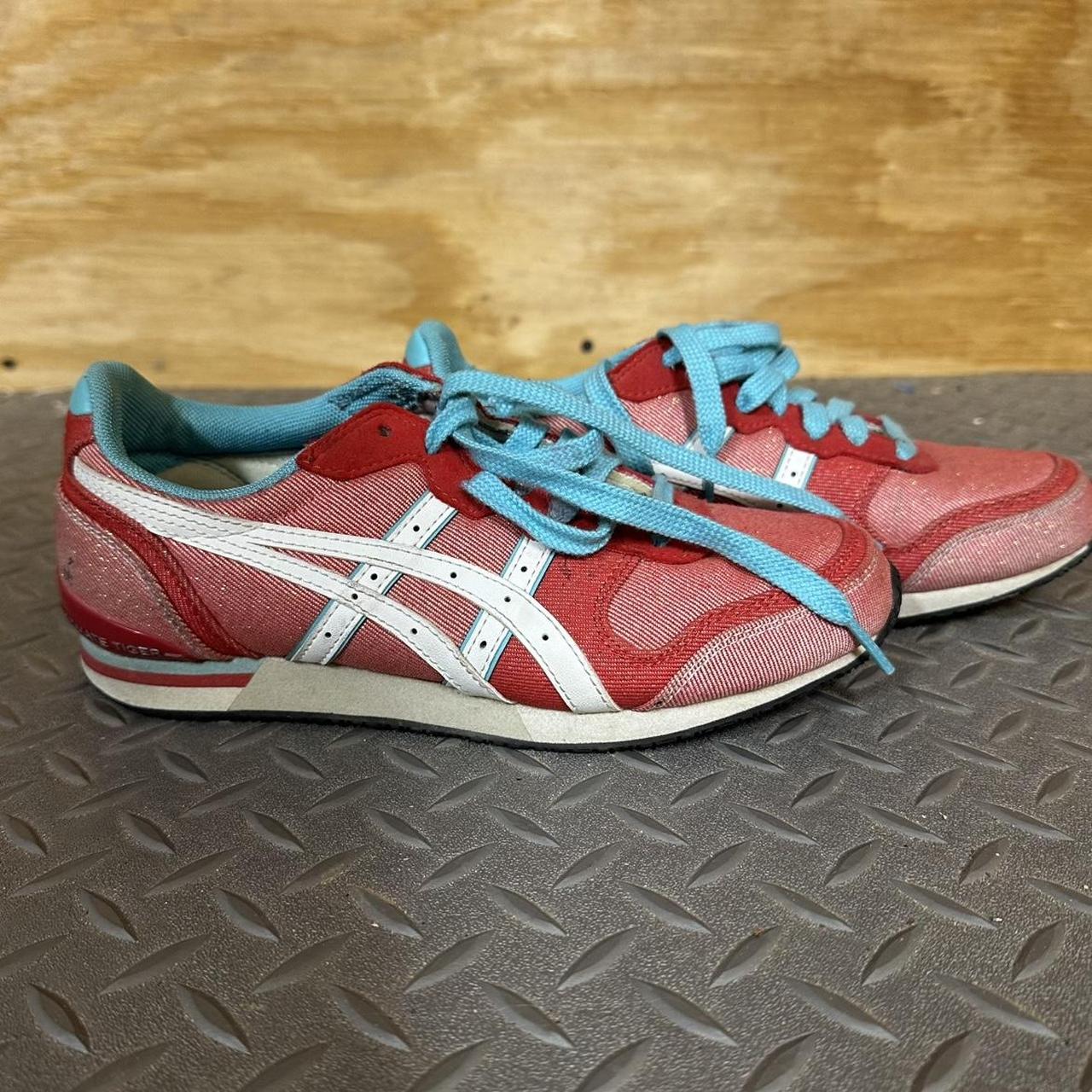 Onitsuka Tiger Women's Sneakers - Red/Multi - US 6.5 – Y2K Sporty Red Onitsuka Tiger Shoes Size …