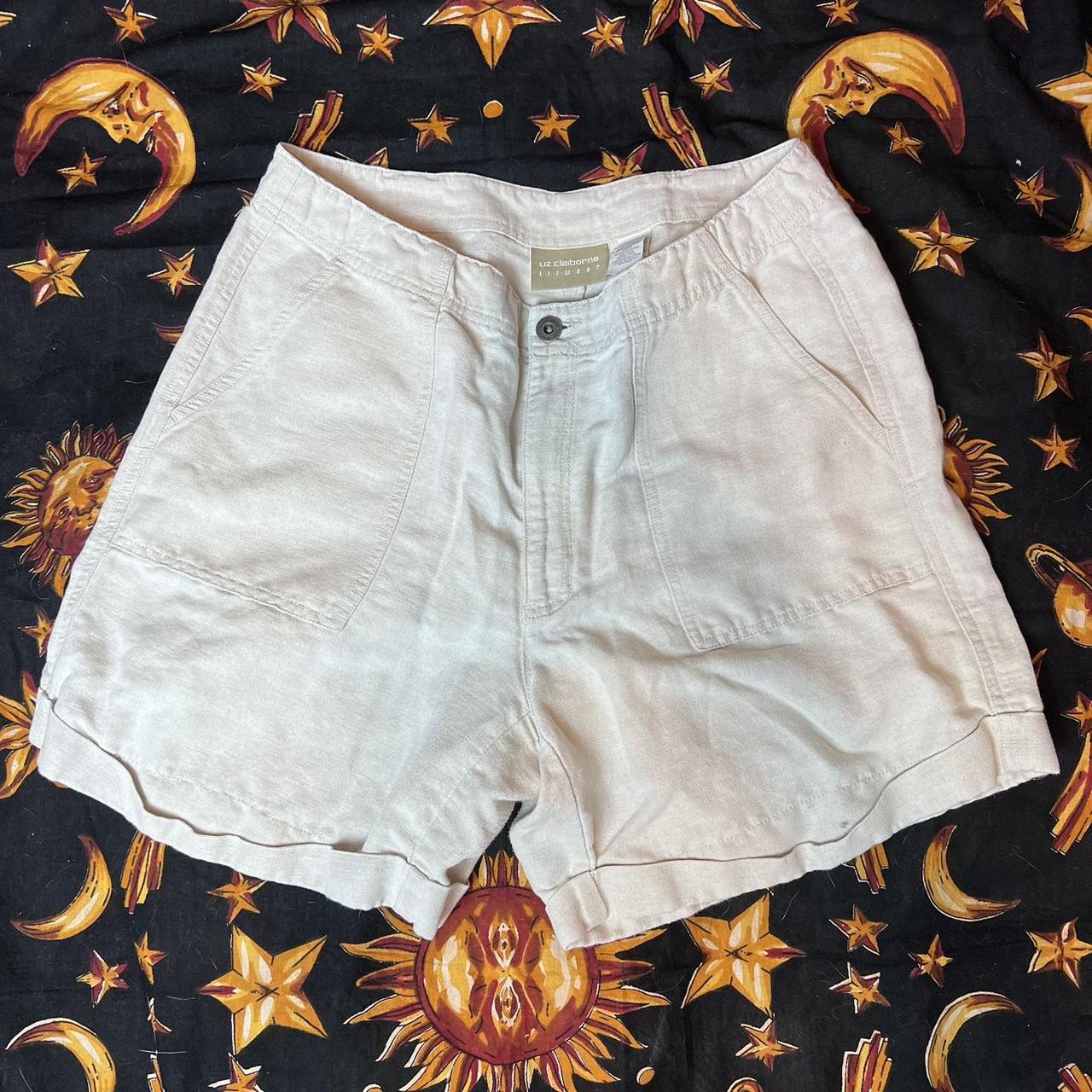 Vintage Liz Claiborne High Waisted Linen Shorts Depop