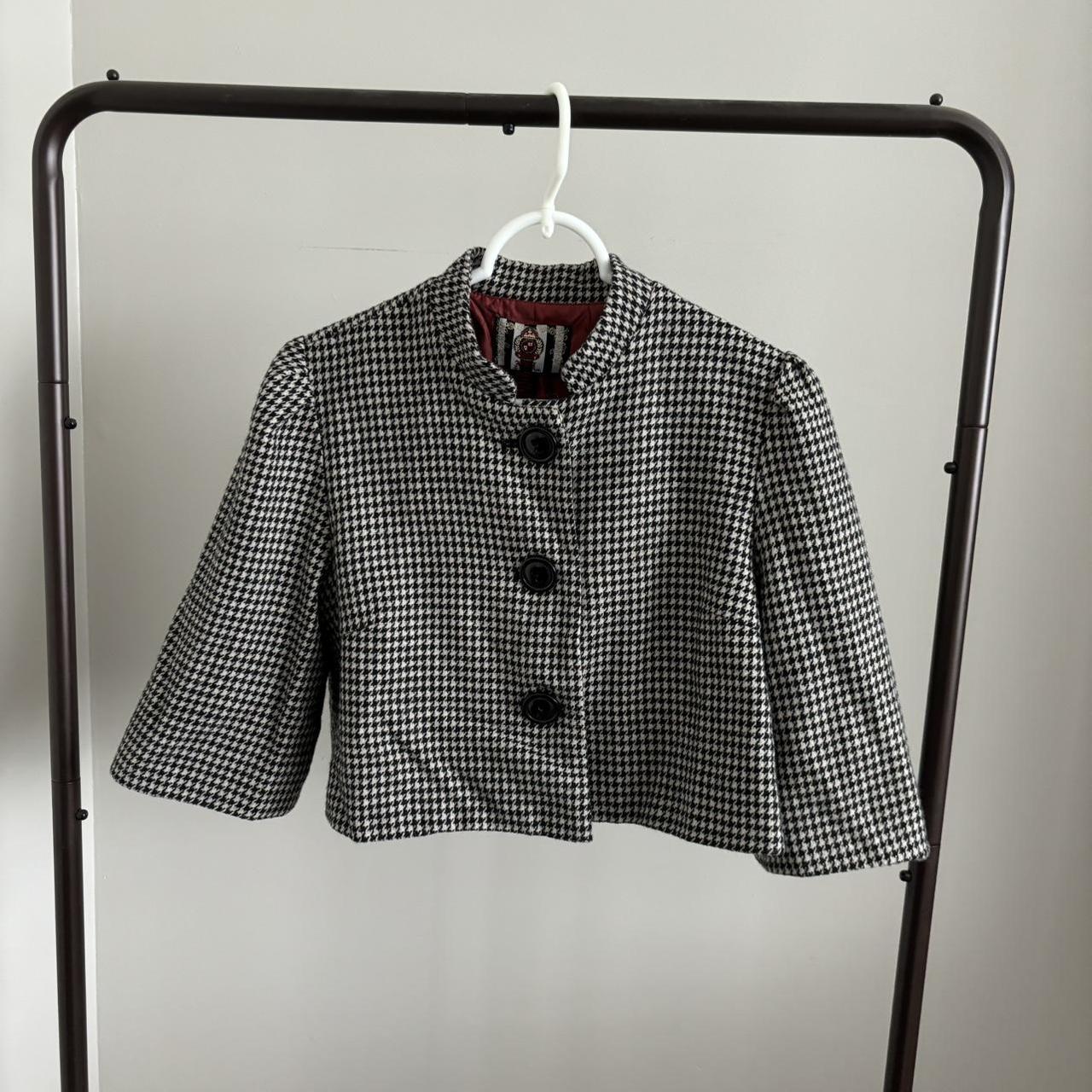 Mini Blazer Cropped Black & White Blazer Shell:30%... | Depop