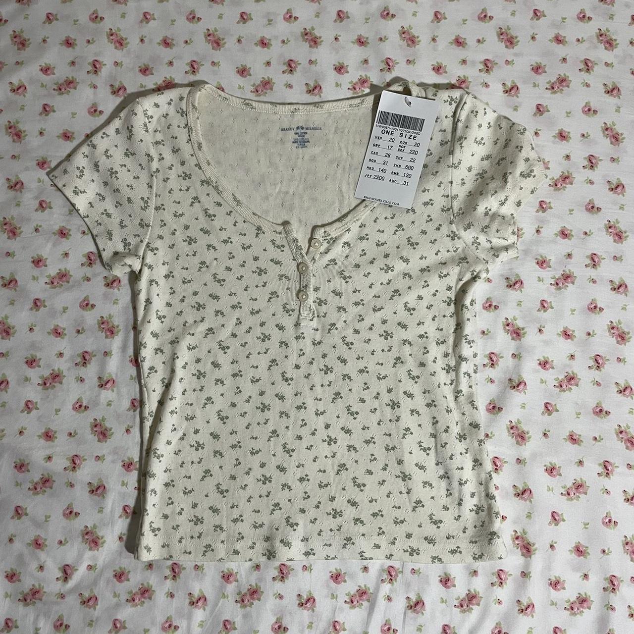 brandy melville floral zelly top - new with tag - Depop