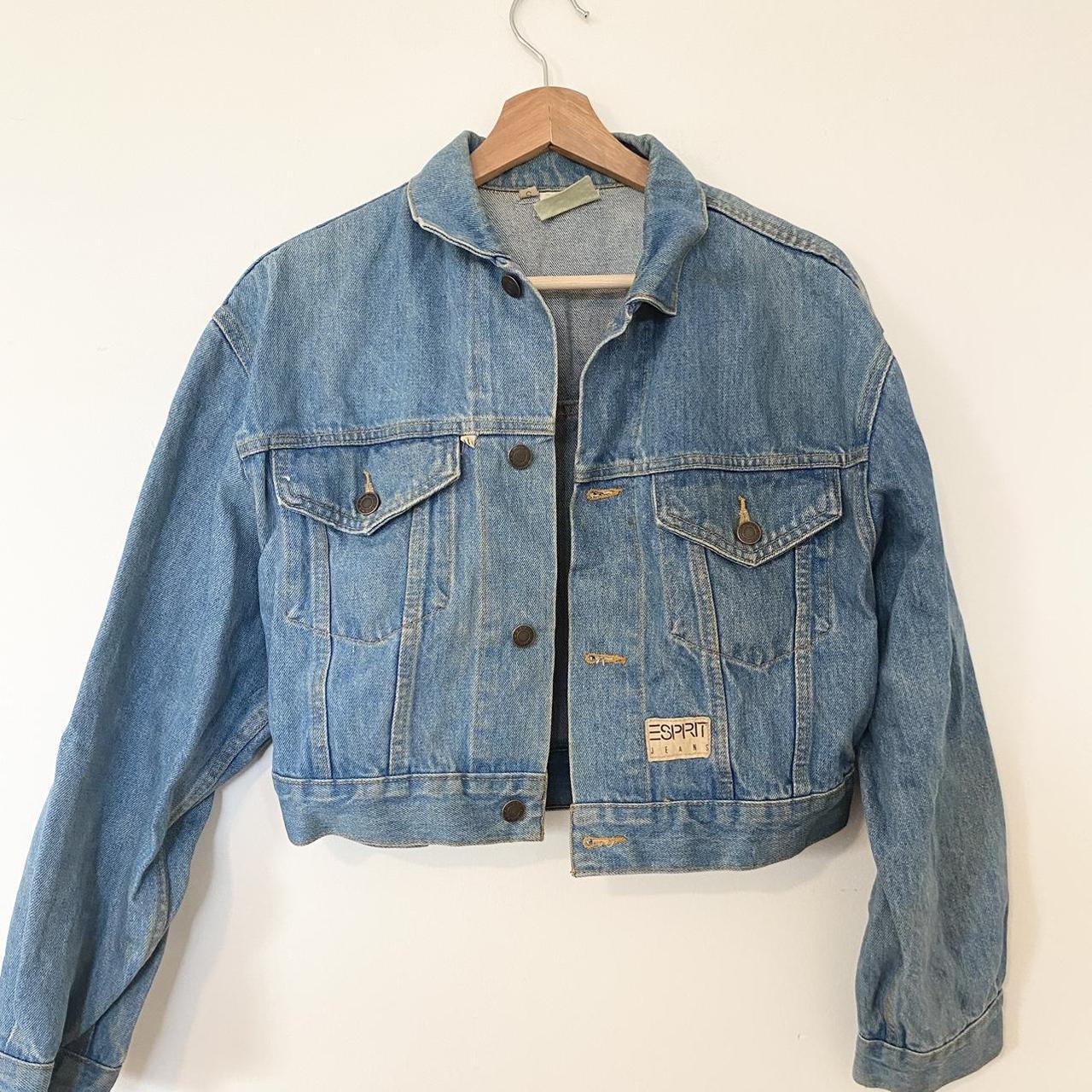 vintage esprit crop denim jacket #vintage #denim... - Depop